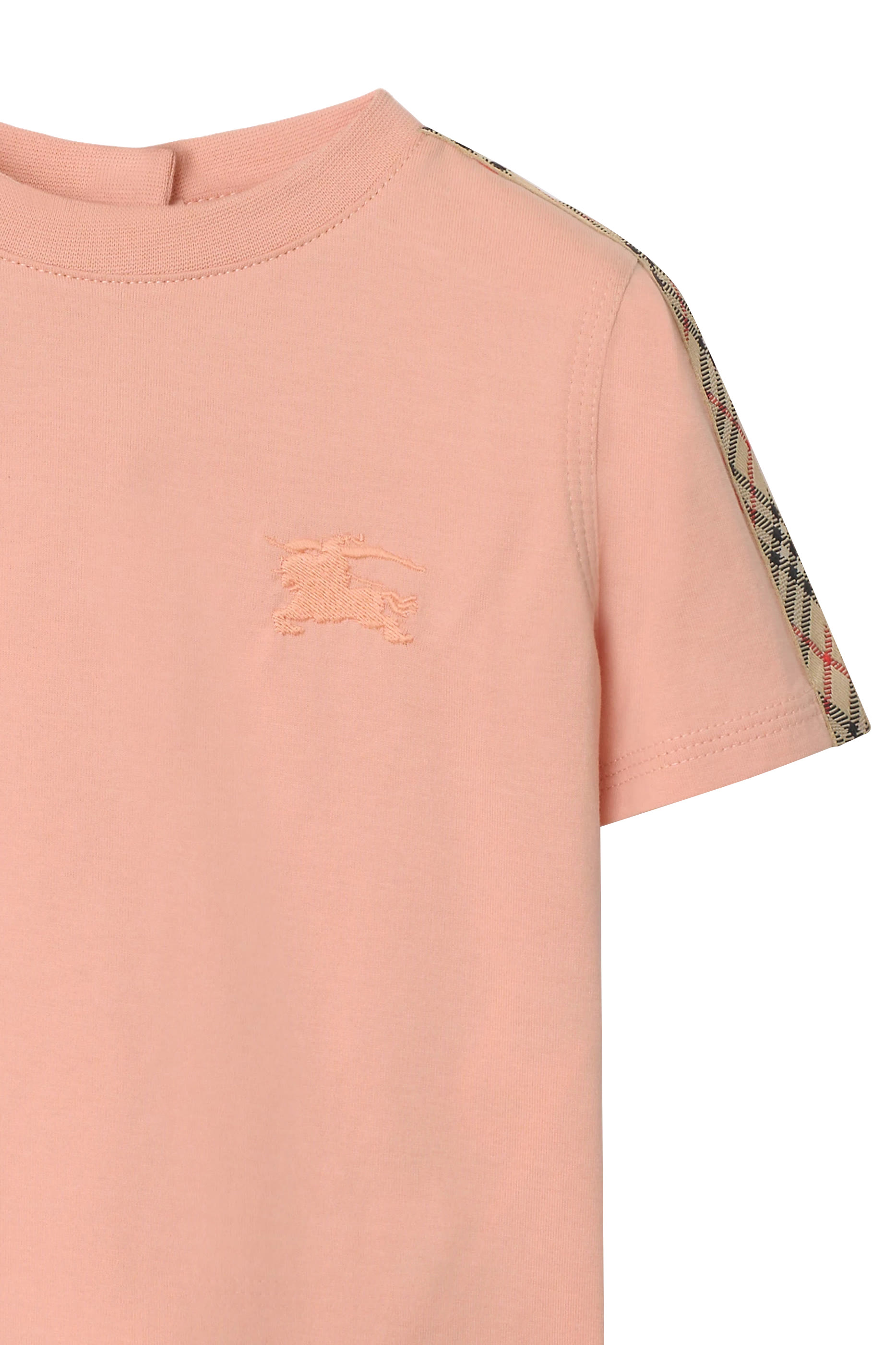 Kids Check Trim Cotton T-shirt