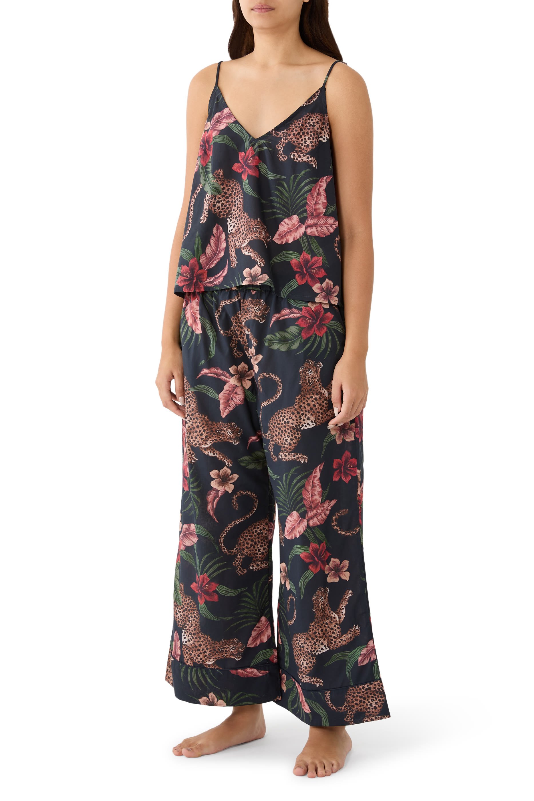 Leopard Cami Top and Wide-Leg Trousers Set