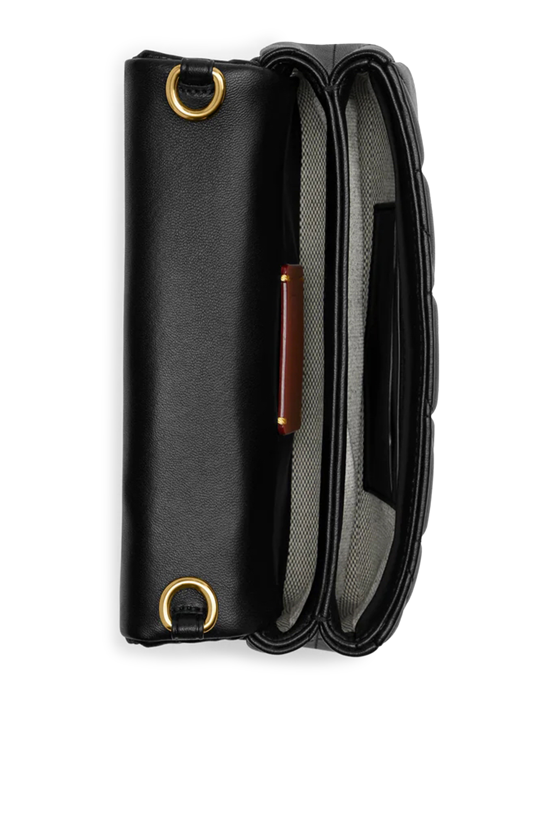 Quilted Pillow Leather Tabby Wristlet With Chain