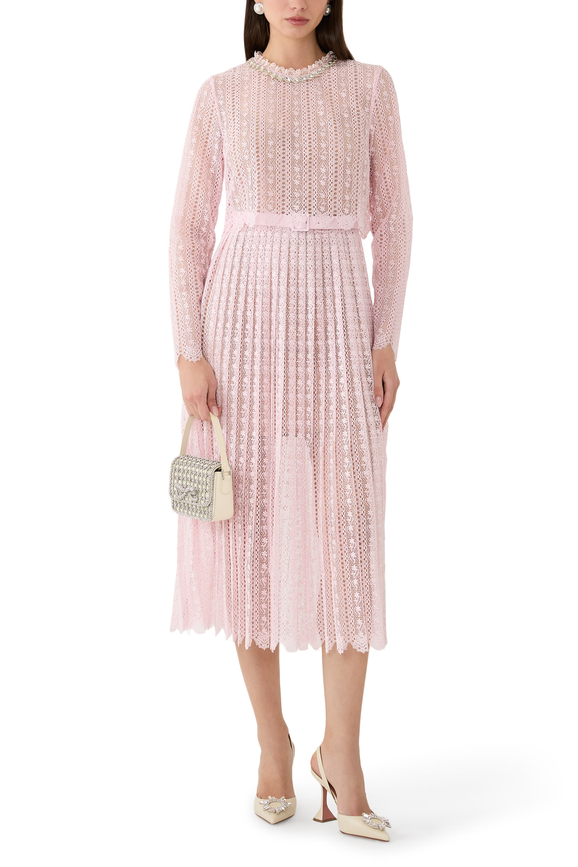 Organza Lace Midi Dress 