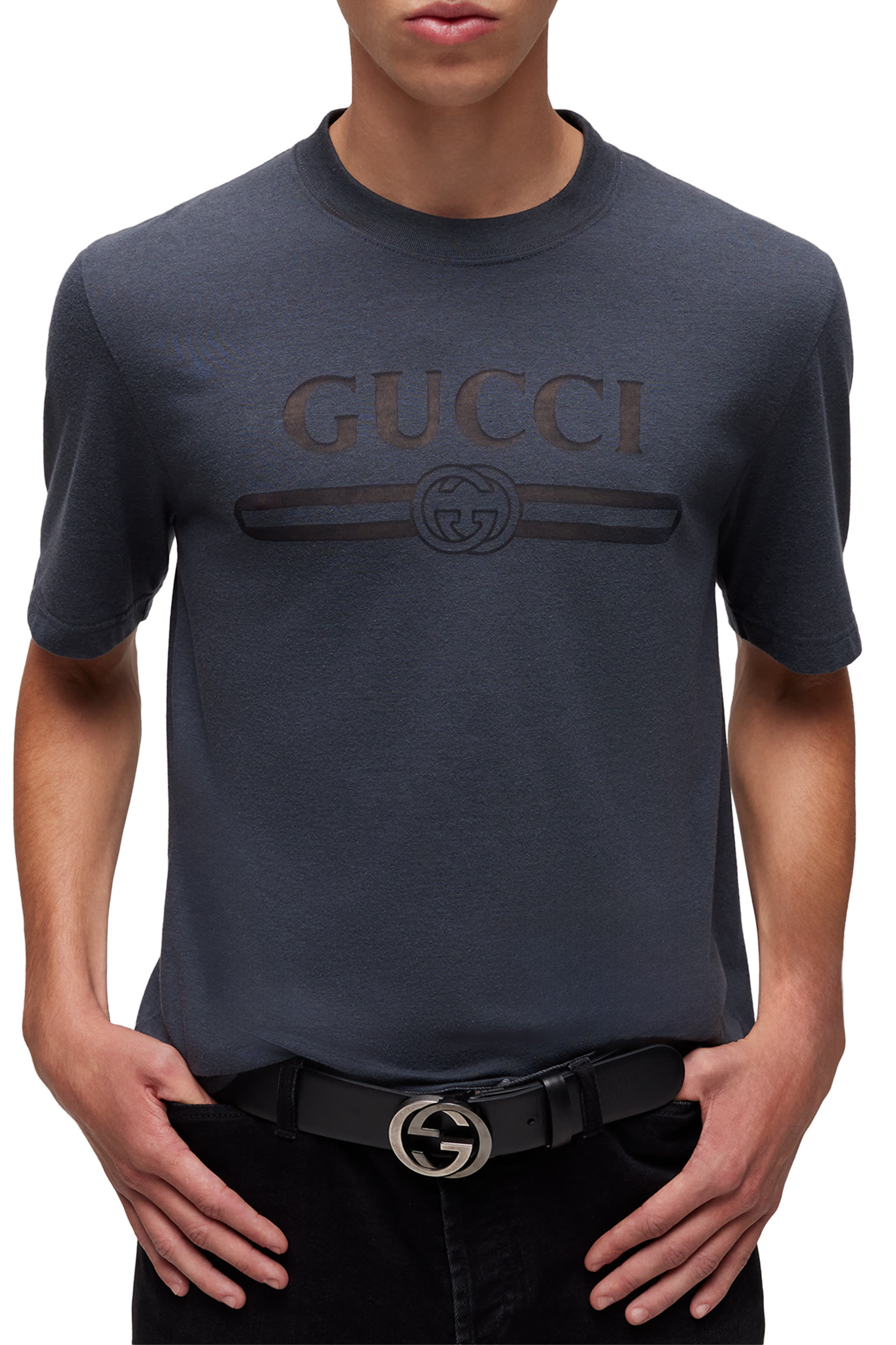 Cotton Jersey T-Shirt with Devor&eacute; Detail