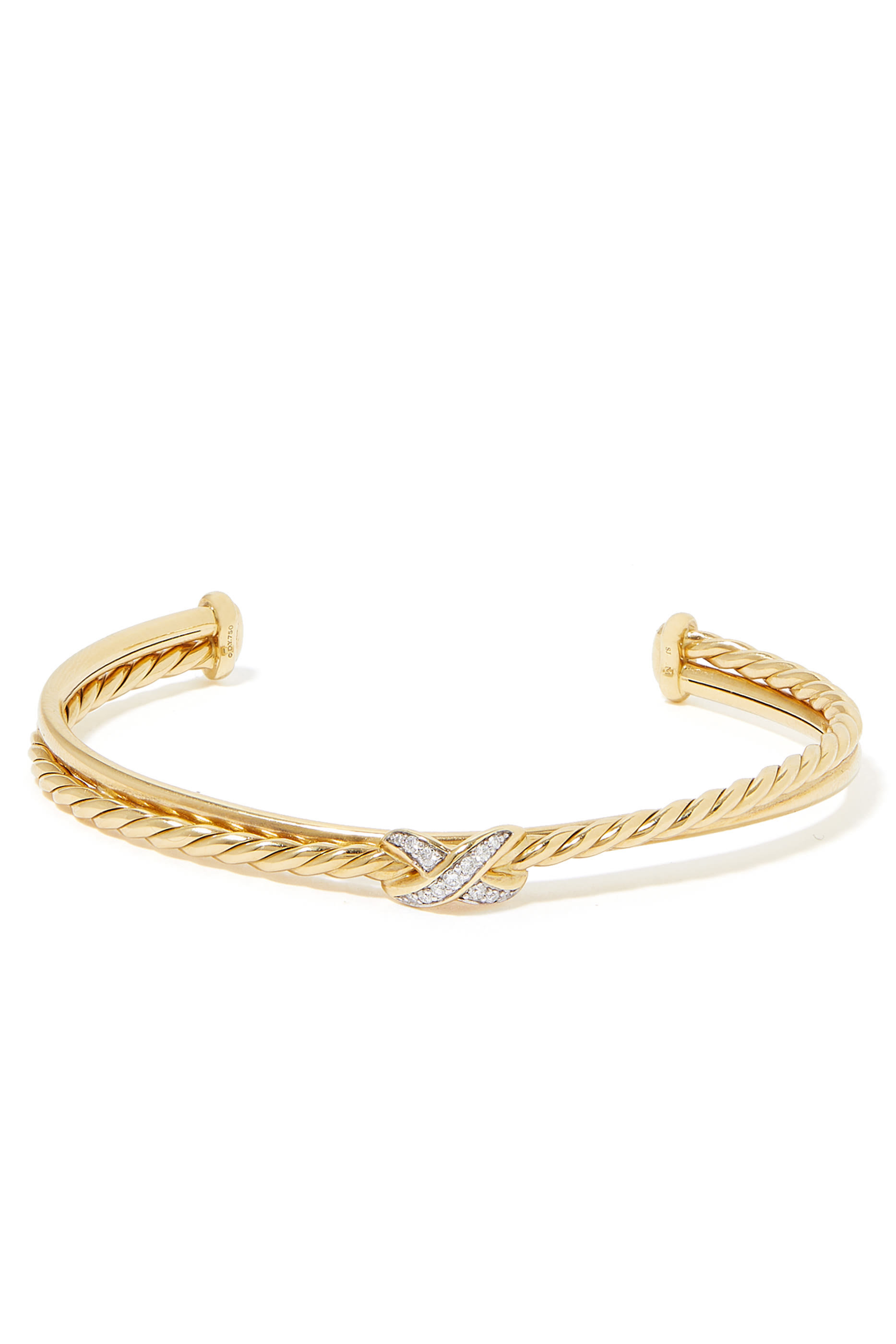 Petite X Station Bracelet, 18k Yellow Gold With Pav&eacute; Diamonds