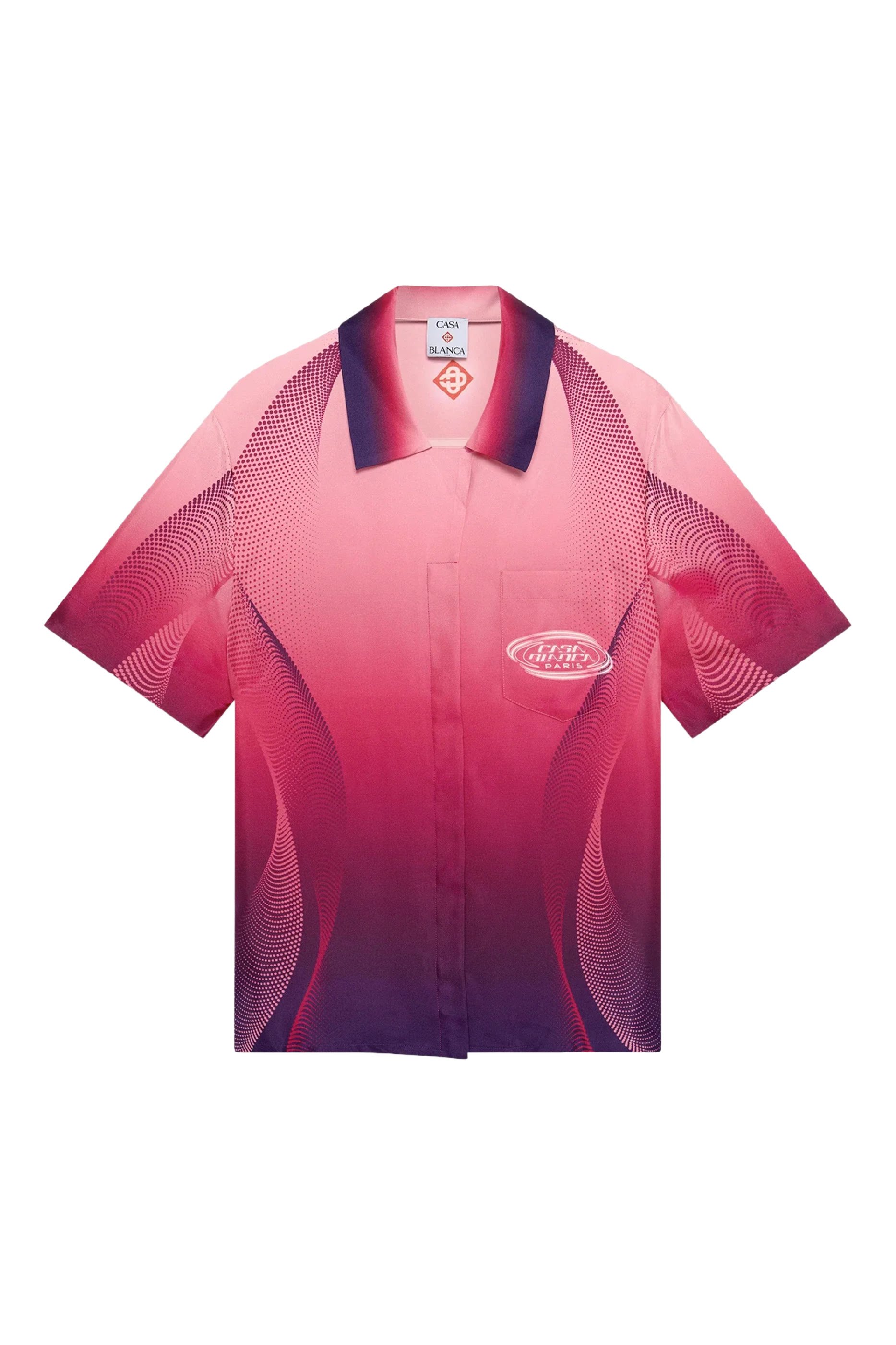 Aubergine Gradient Cuban Collar Short Sleeve Silk Shirt 