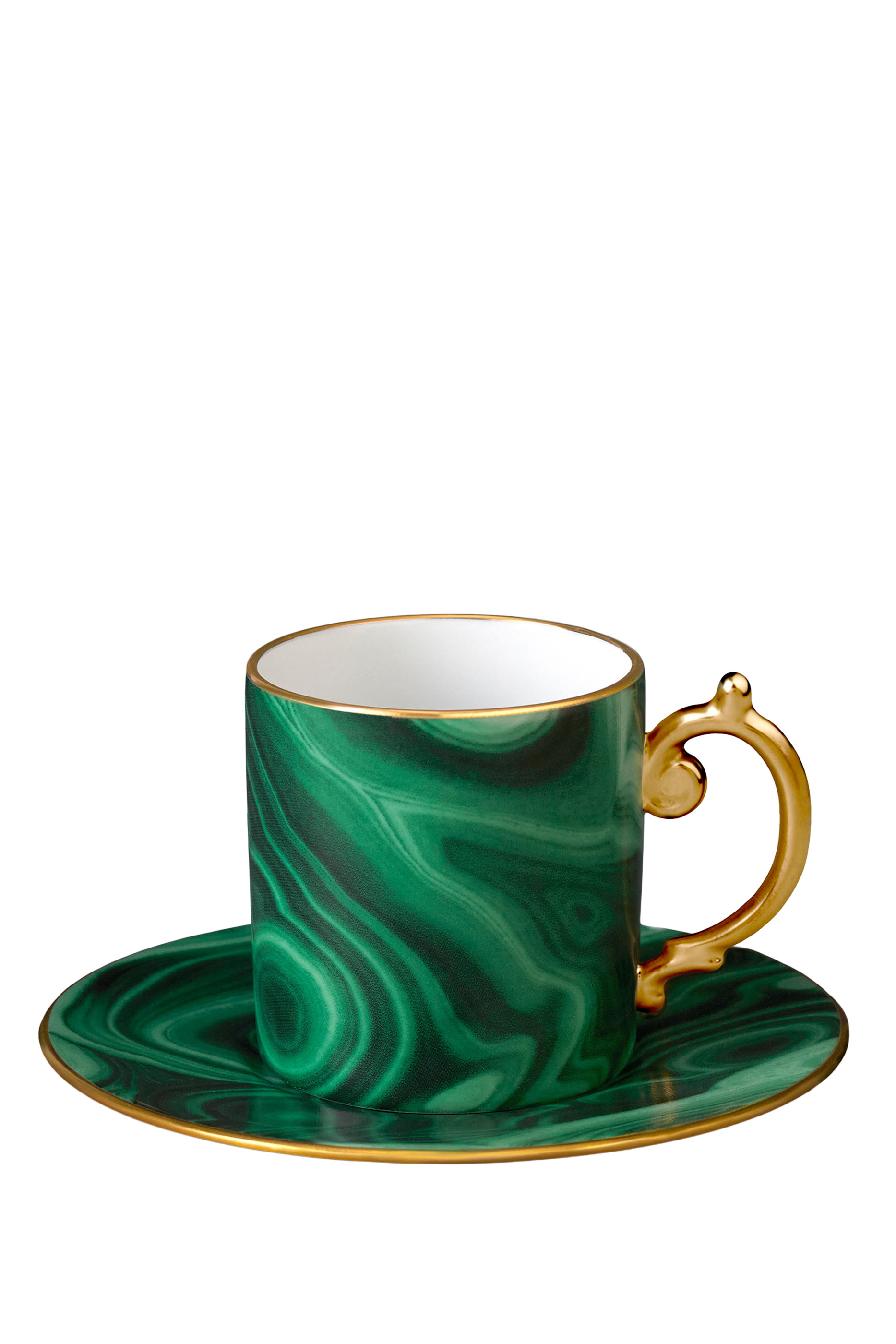 Malachite Espresso Cup & Saucer, Set of 2