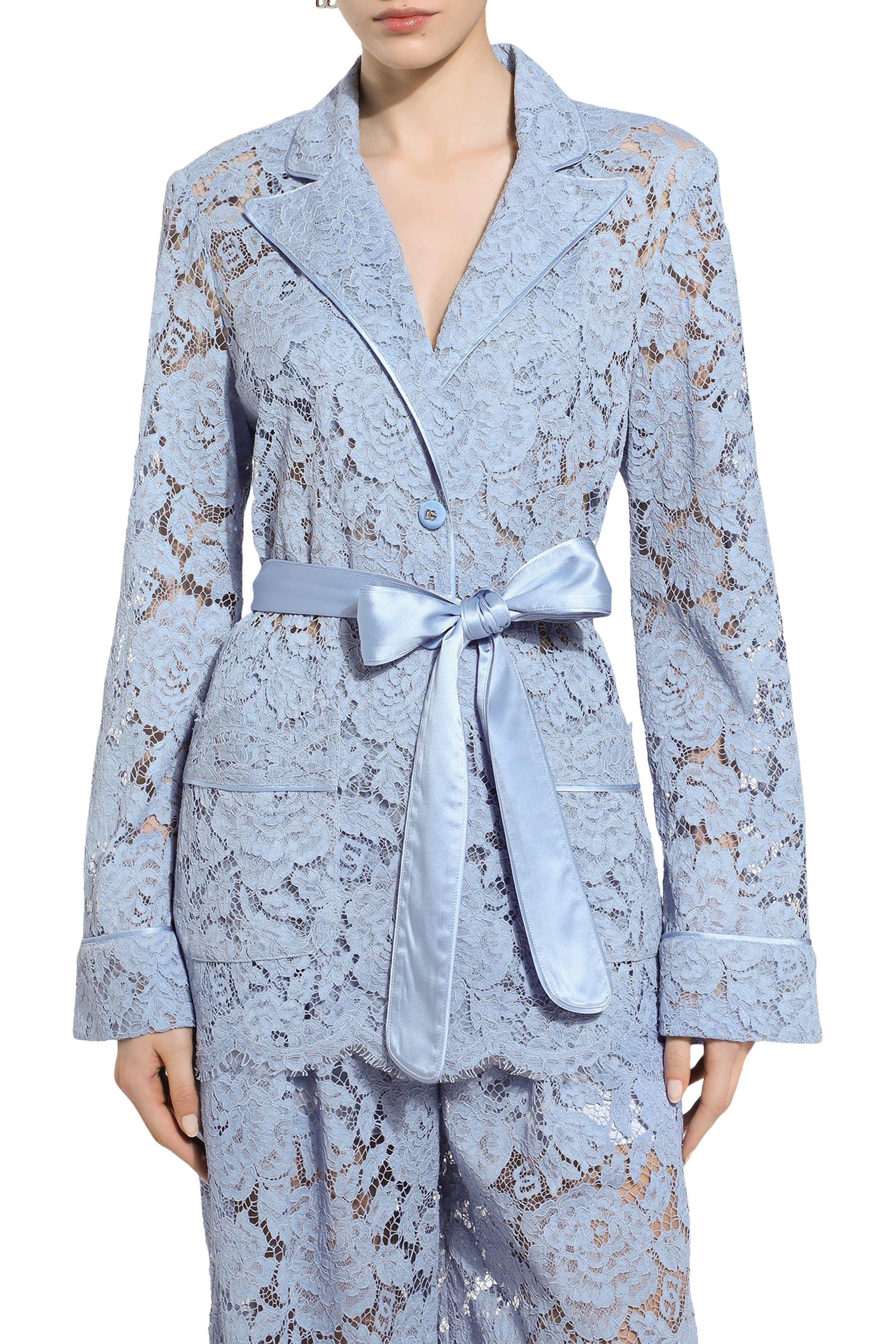 Floral Cordonetto Lace Pajama Shirt