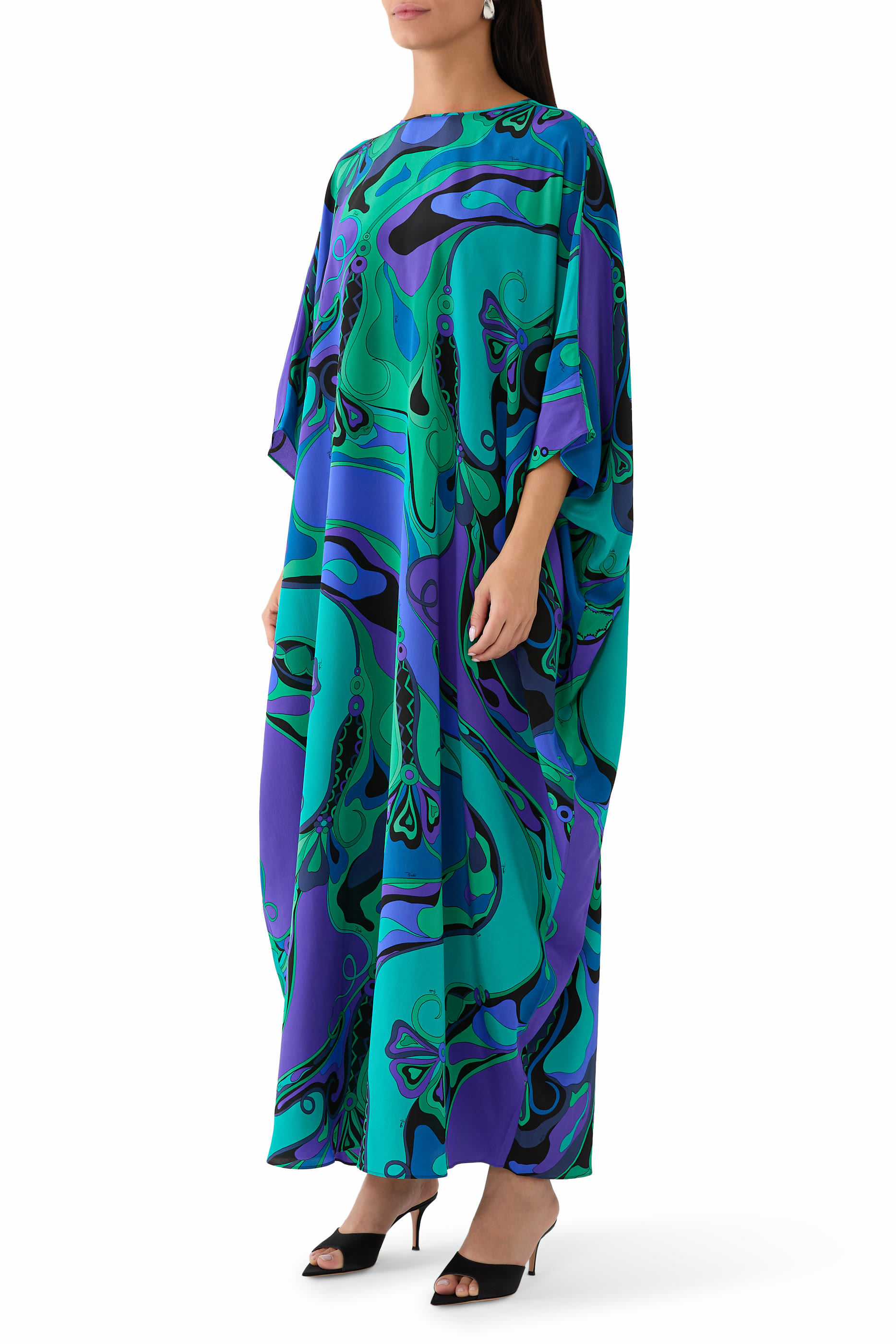 Orchidee Print Silk Kaftan