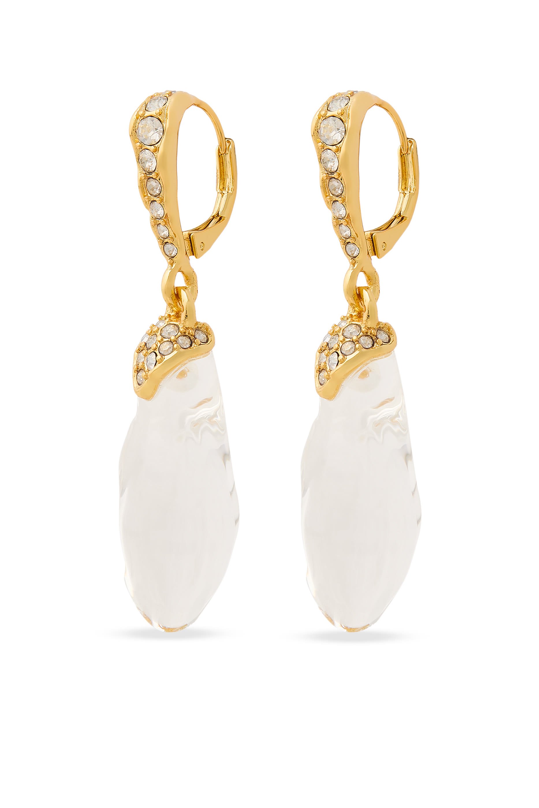 Liquid Lucite Crystal Pav&eacute; Leverback Earrings
