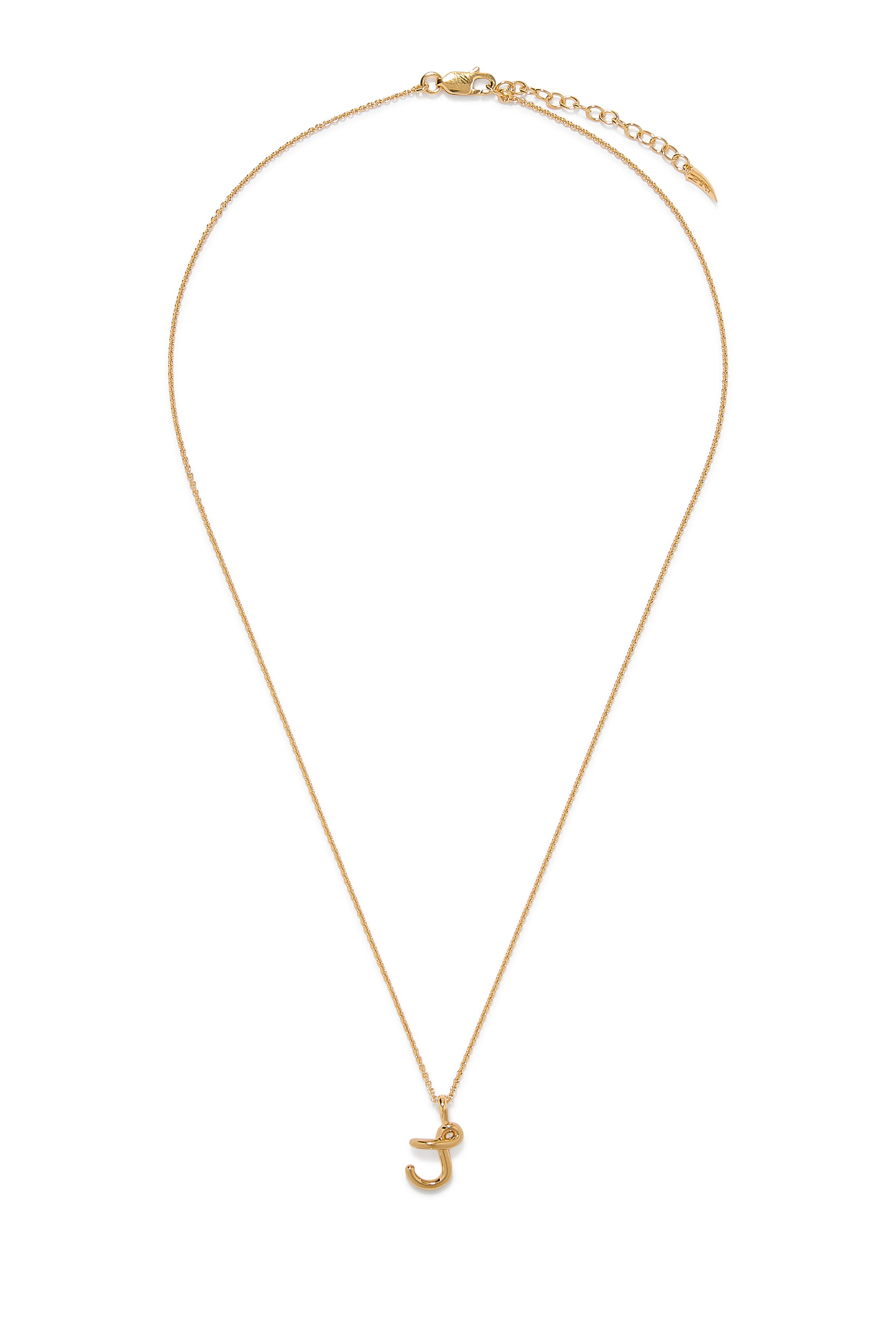 Curly Molten Mini Initial Necklace - J, 18k Recycled Gold Vermeil on Recycled Sterling Silver