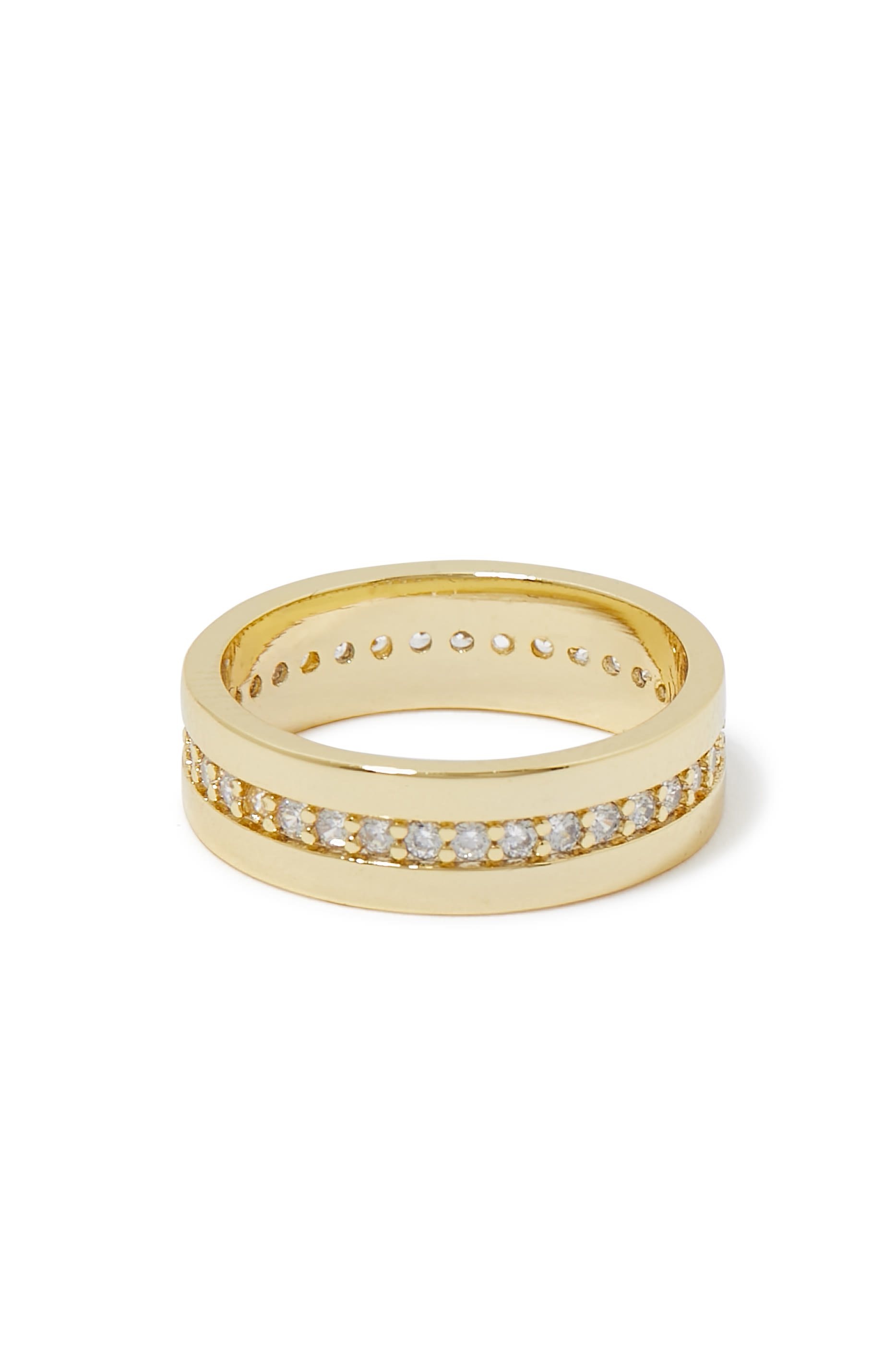  Pave Line Ring, Gold-Plated Brass & Cubic Zirconia