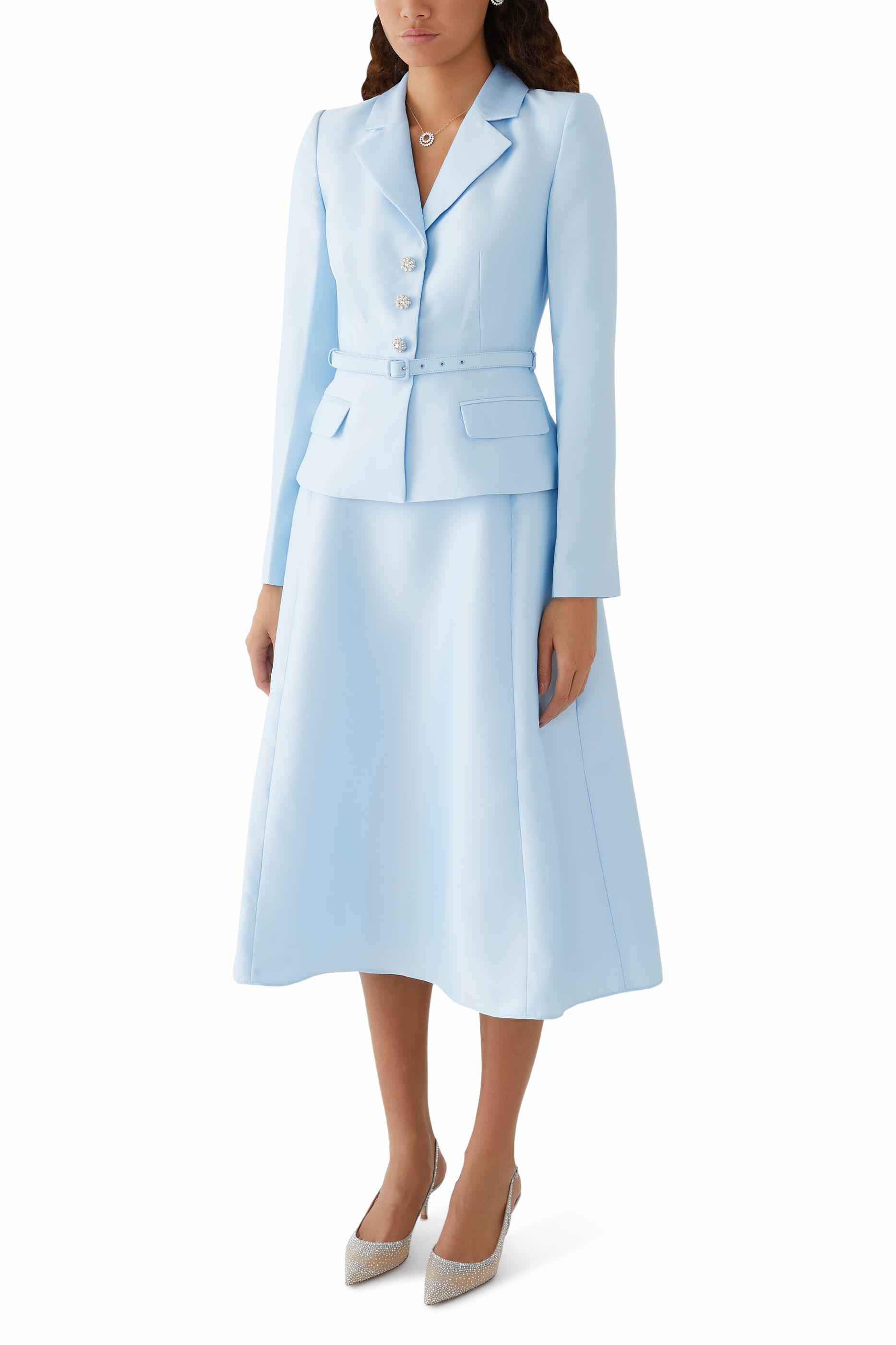 Layered Embellished Taffeta Midi Dress