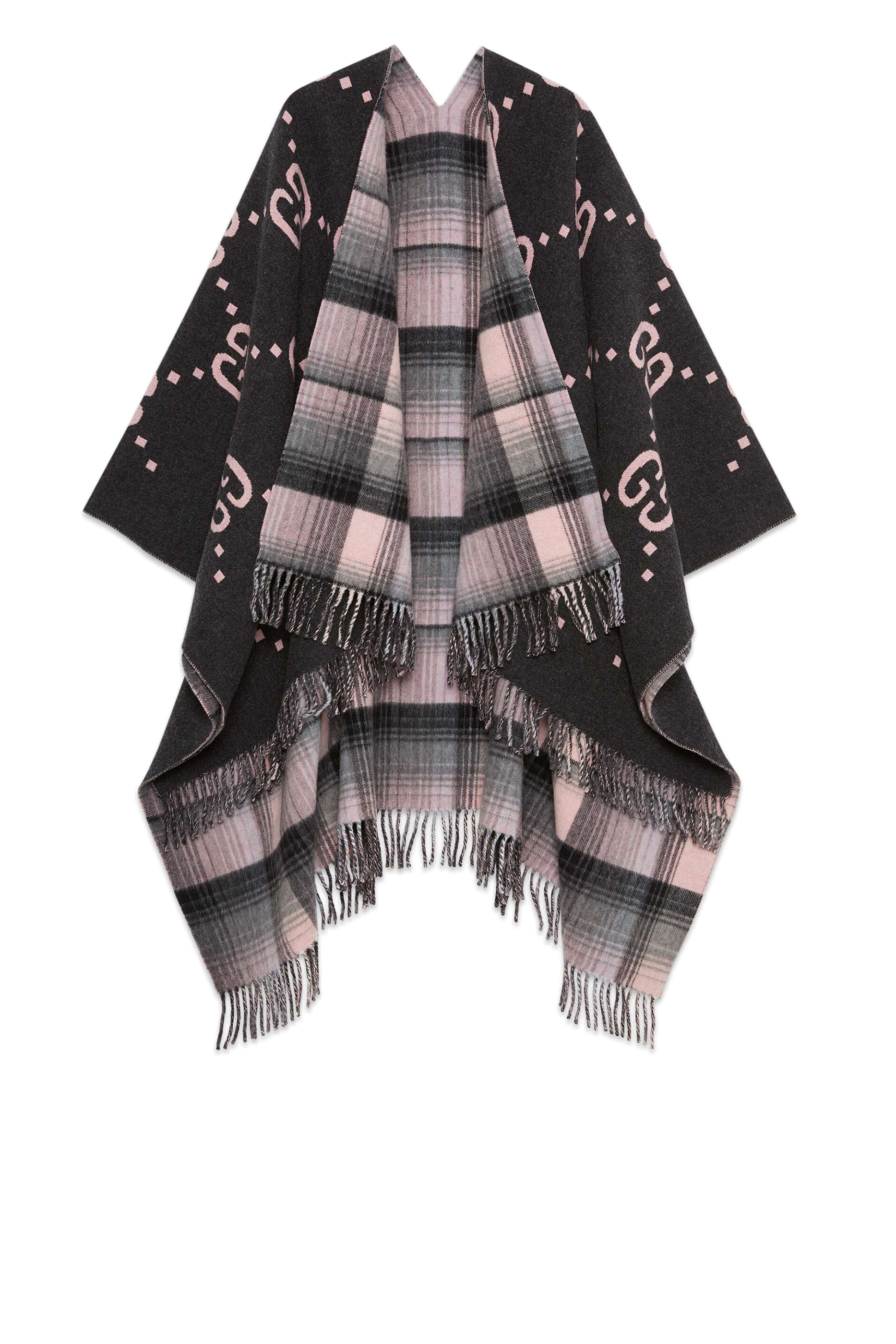 Reversible GG Wool Poncho