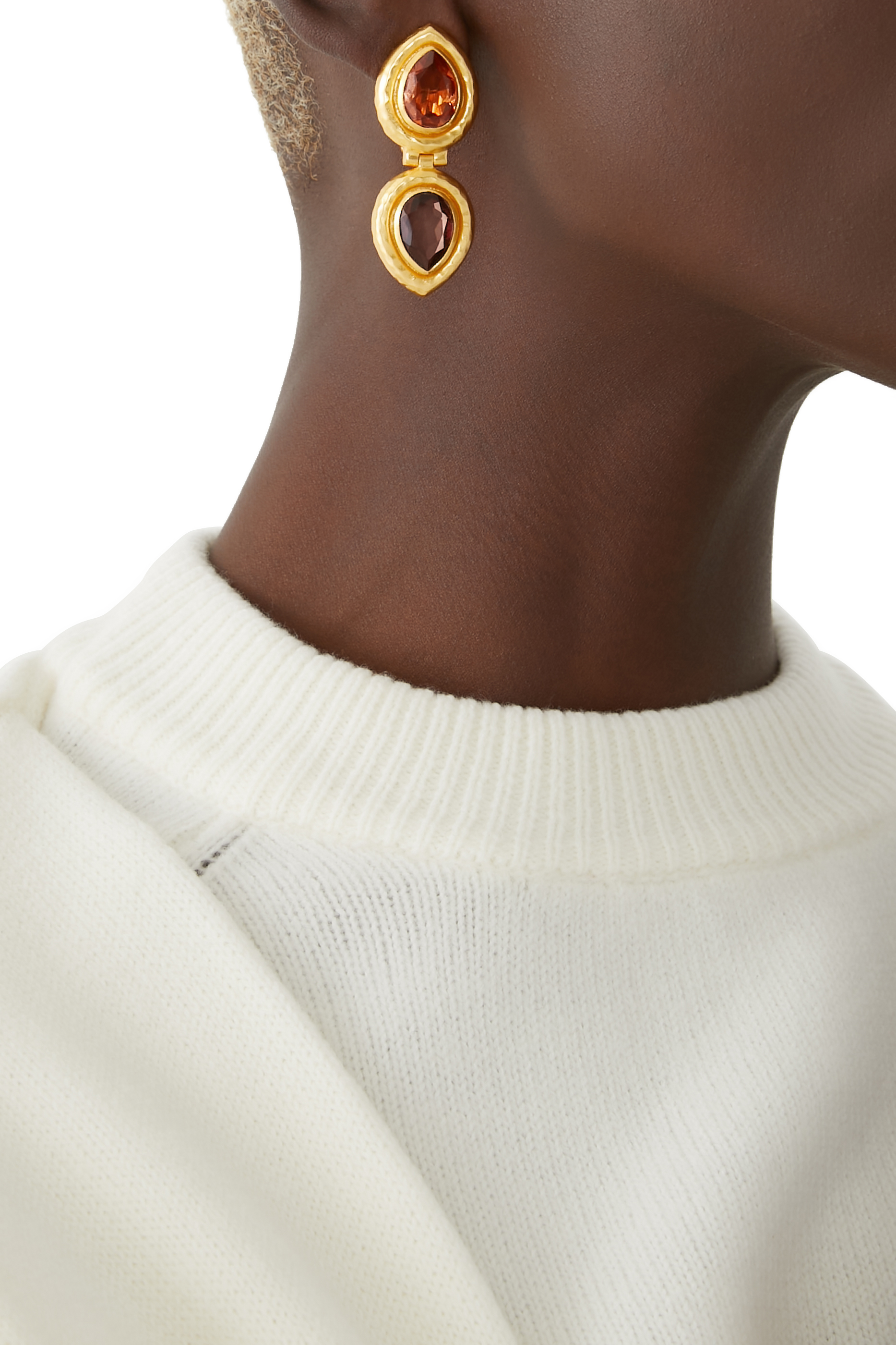 Paula Earrings, 24k Yellow Gold-Plated Brass & Citrine Quartz