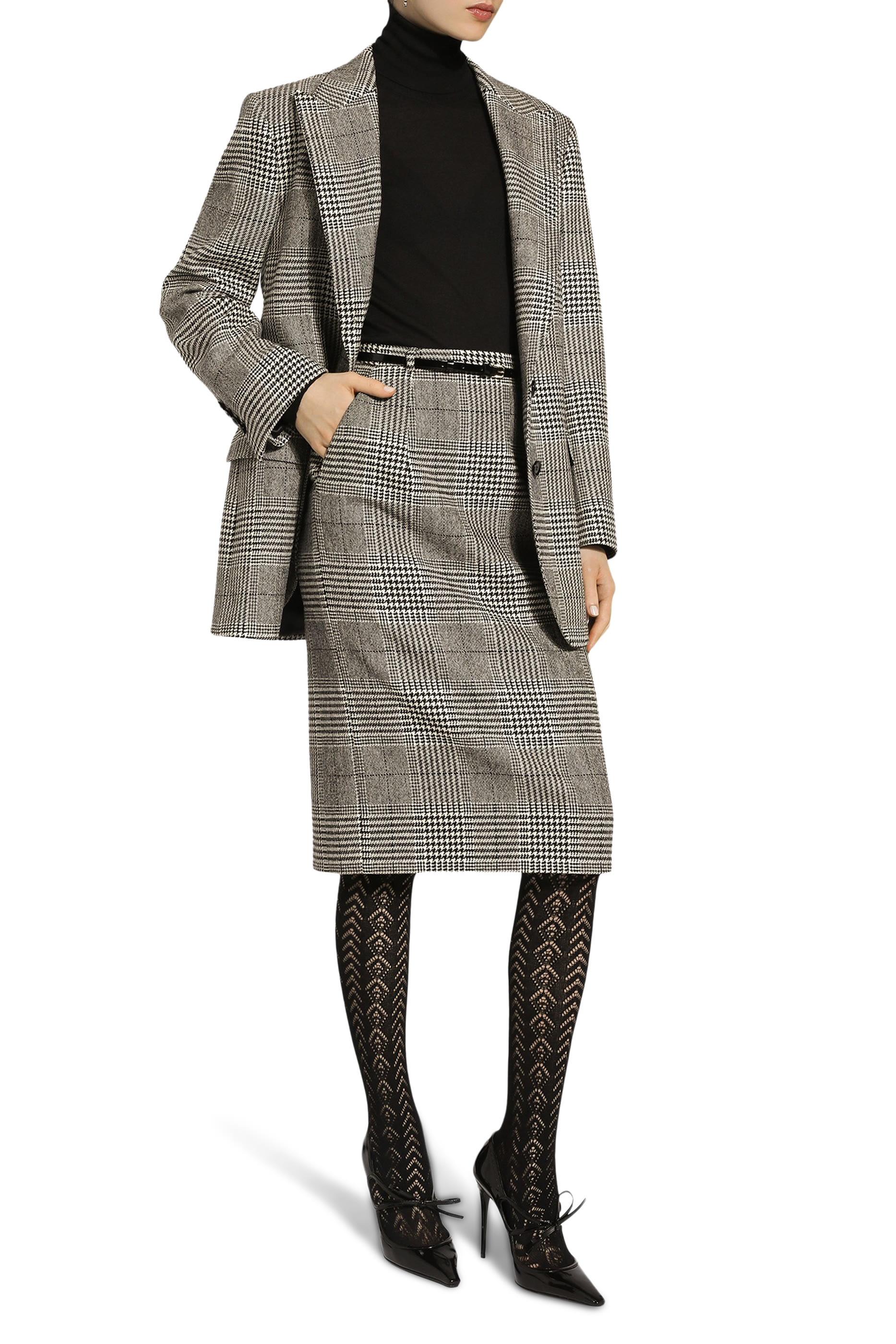 Single-Breasted Glen Plaid Jacket