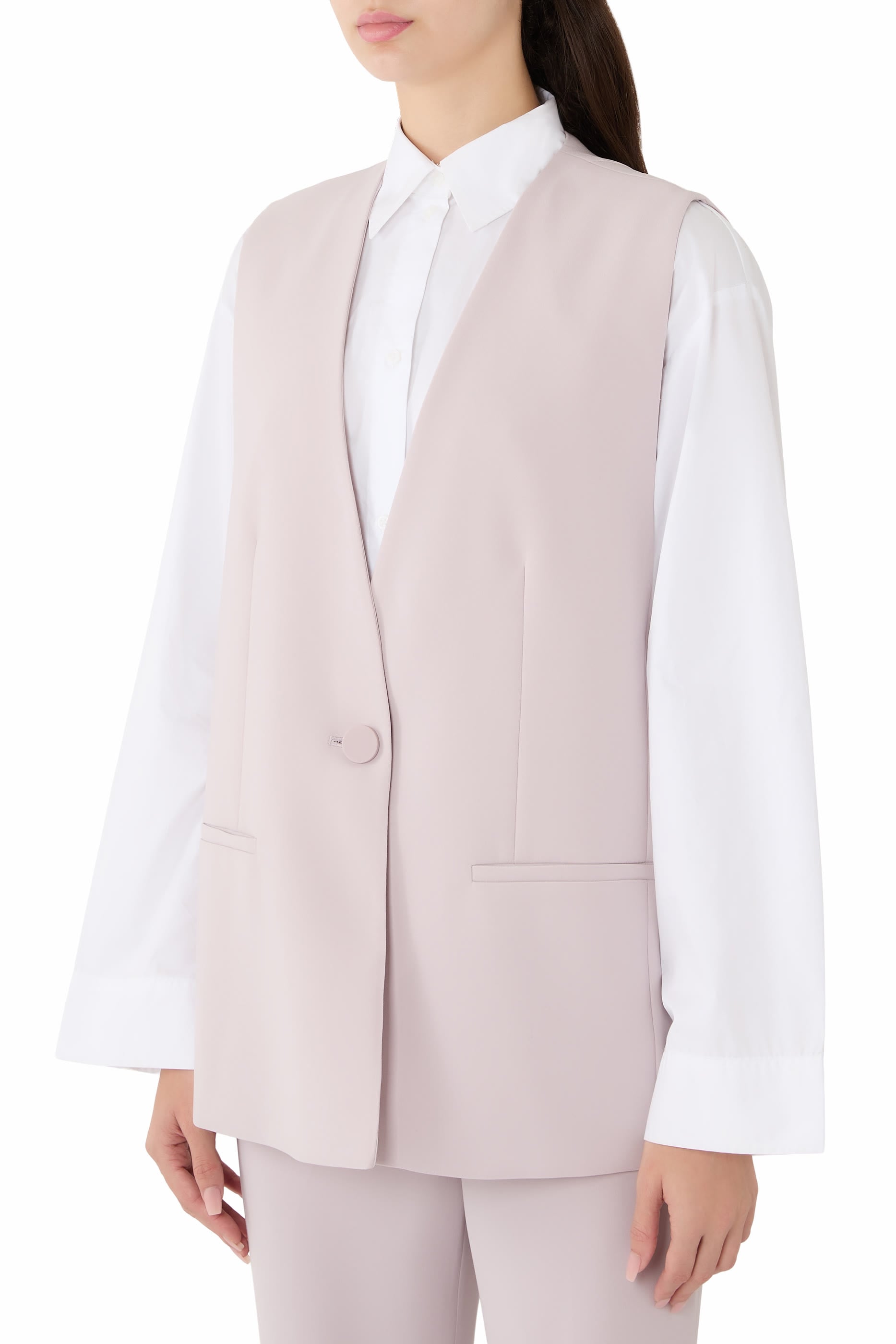 Single-Button Oversized Waistcoat