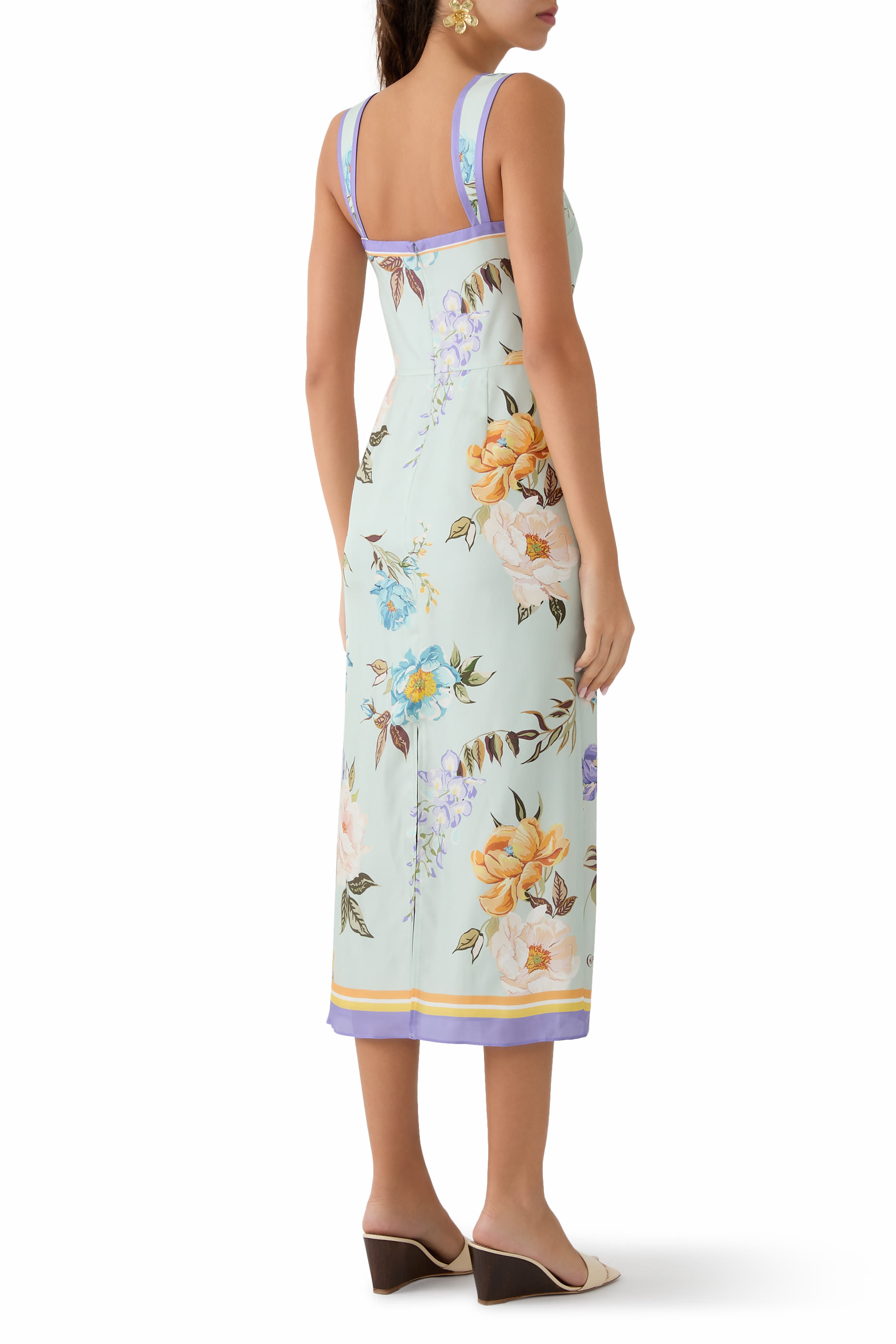 Floral Silk Twill Midi Dress