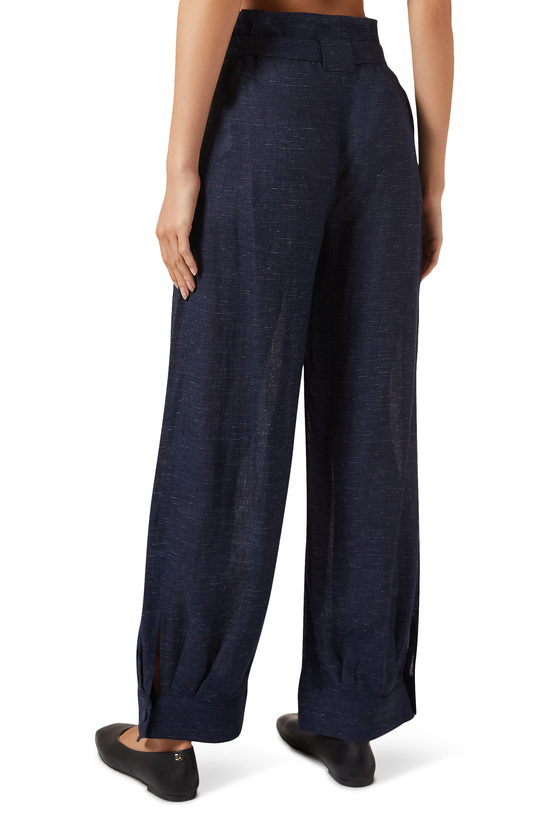 Straight-Leg Belted Pants