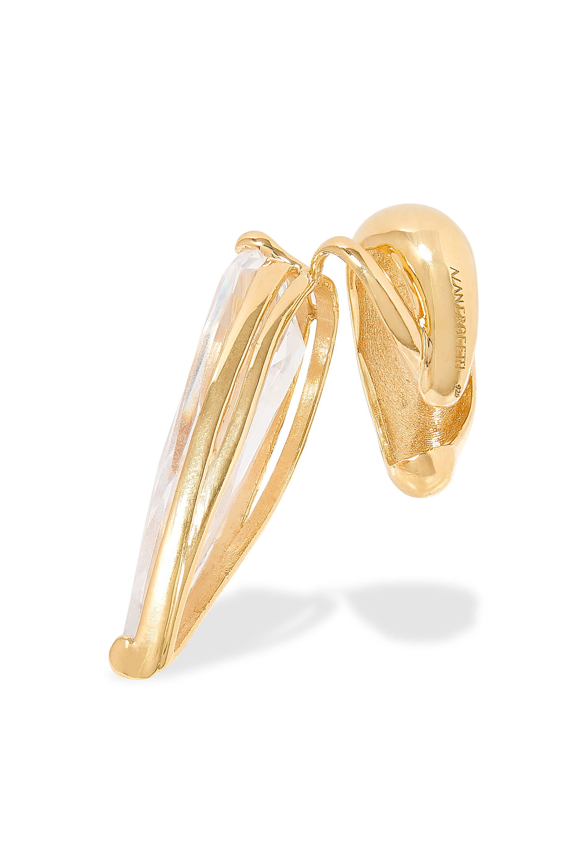 Clear Crystal Sharp Alien Single Ear Cuff – Left, 925 Sterling Silver & Crystal