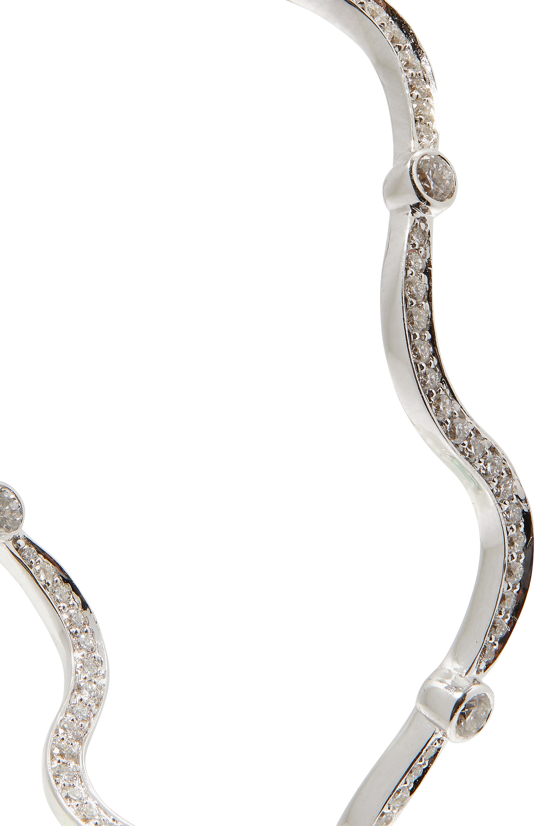 Full Wave Hoop Earrings, 18k White Gold with Diamonds