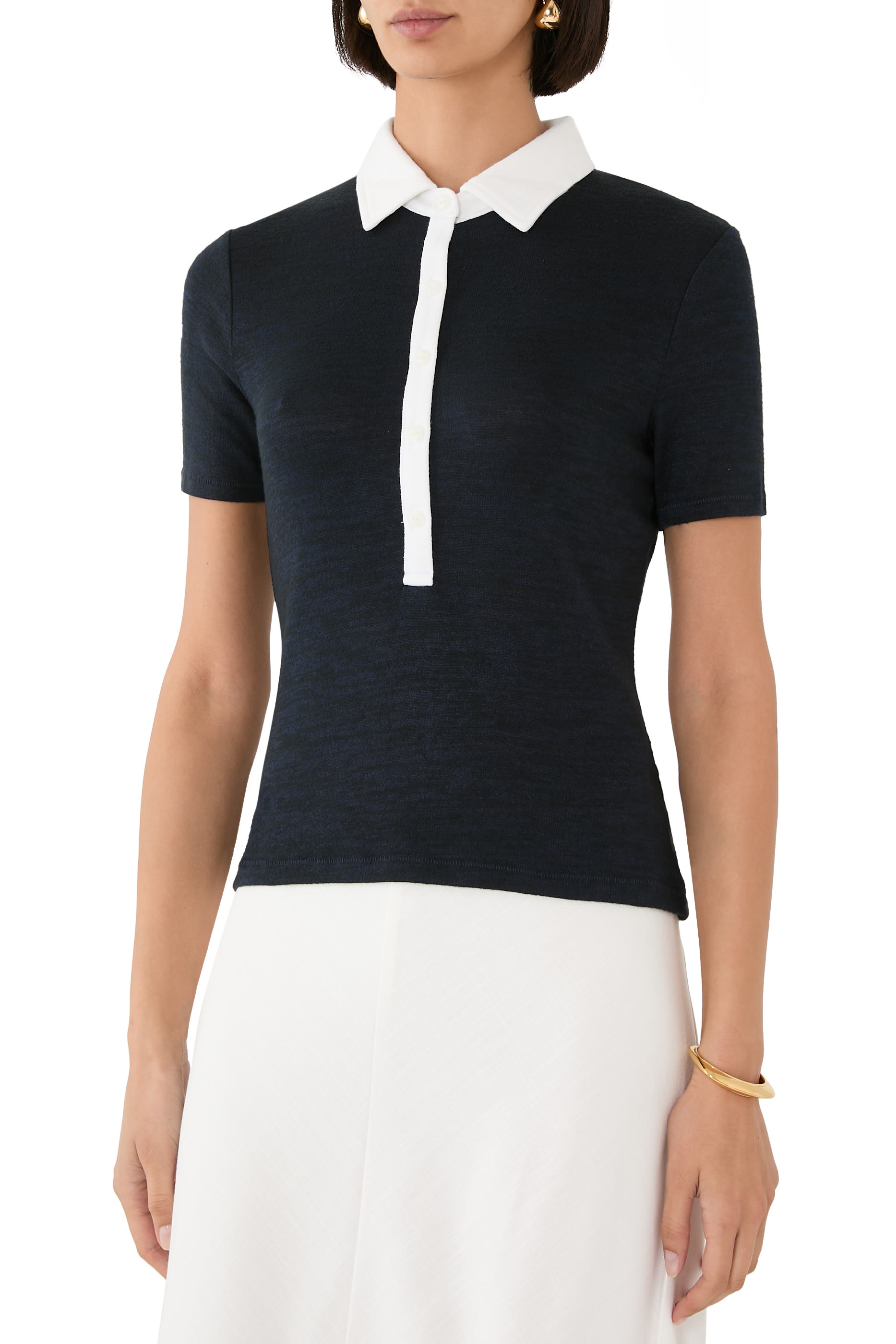 Knit Button Short Sleeves Polo