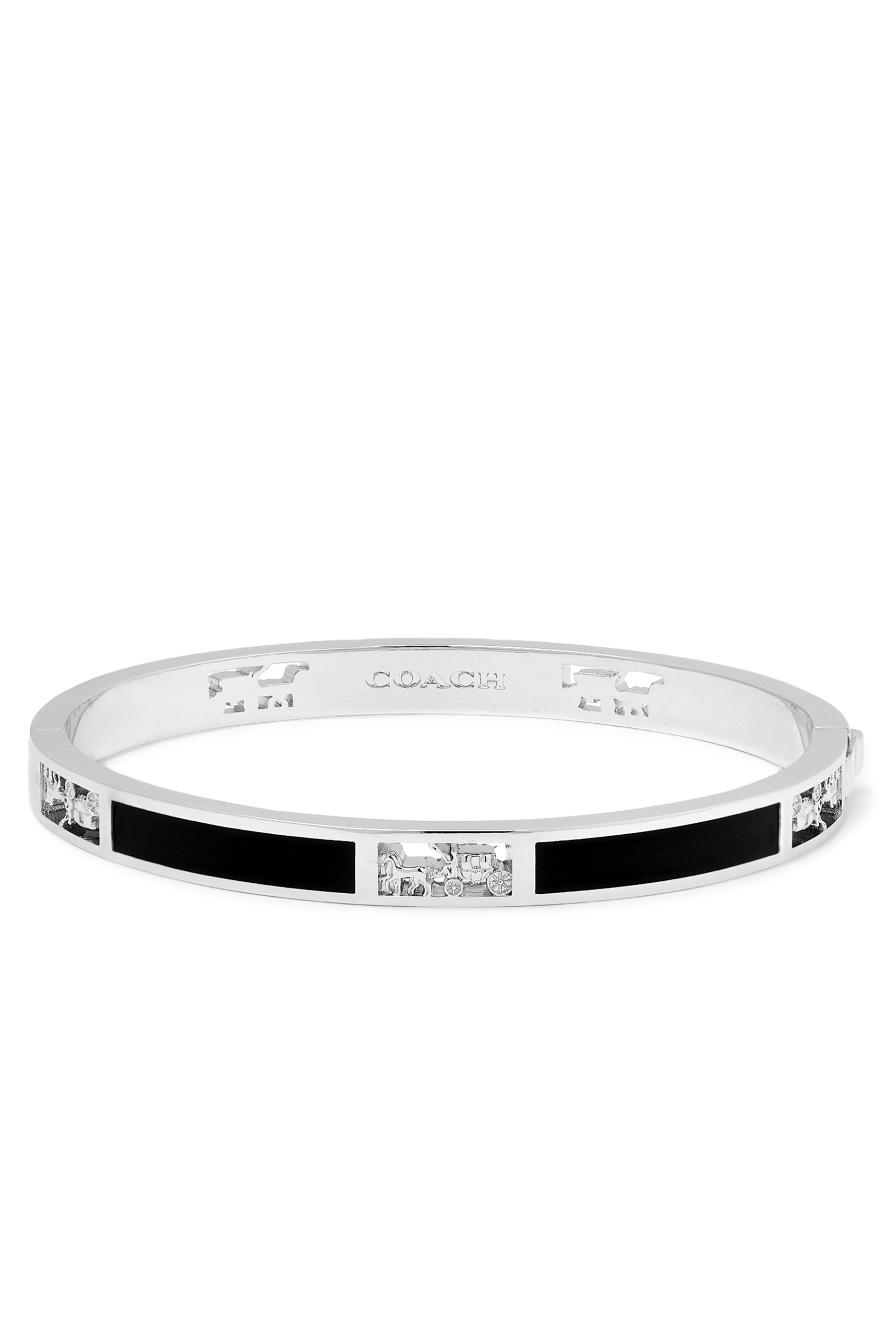 Signature Horse and Carriage Cut Out Bangle Bracelet, Brass & Enamel
