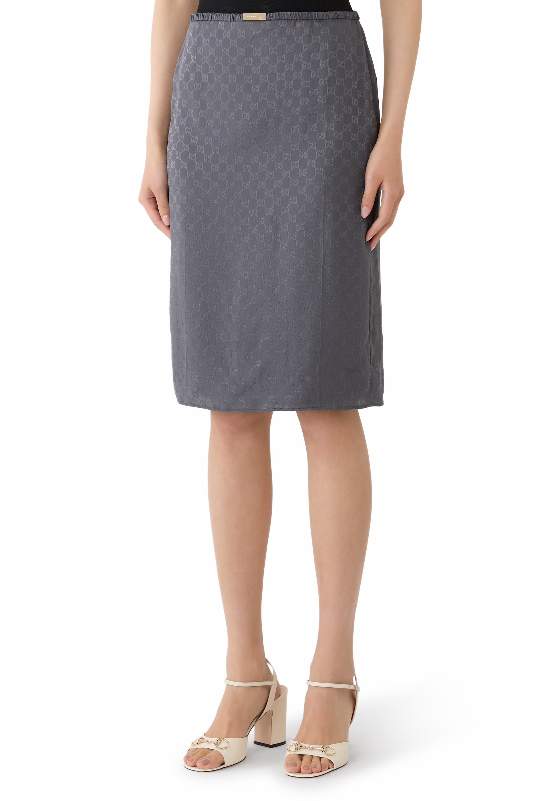  GG Cotton Silk Jacquard Skirt
