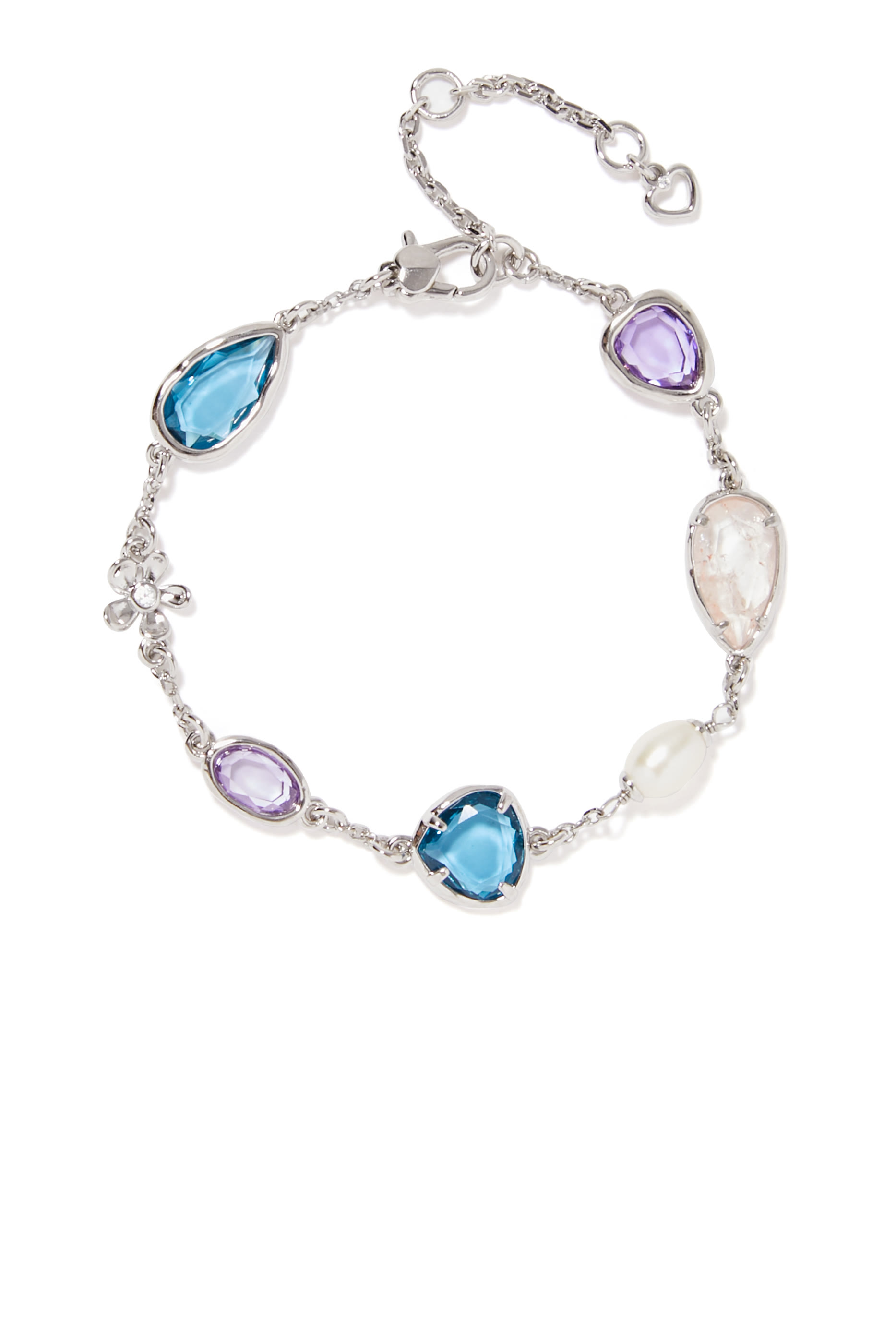 Haze Station Bracelet, Plated Metal & Cubic Zirconia, Semi-precious Dyed Quartz, Freshwater Pearl<
