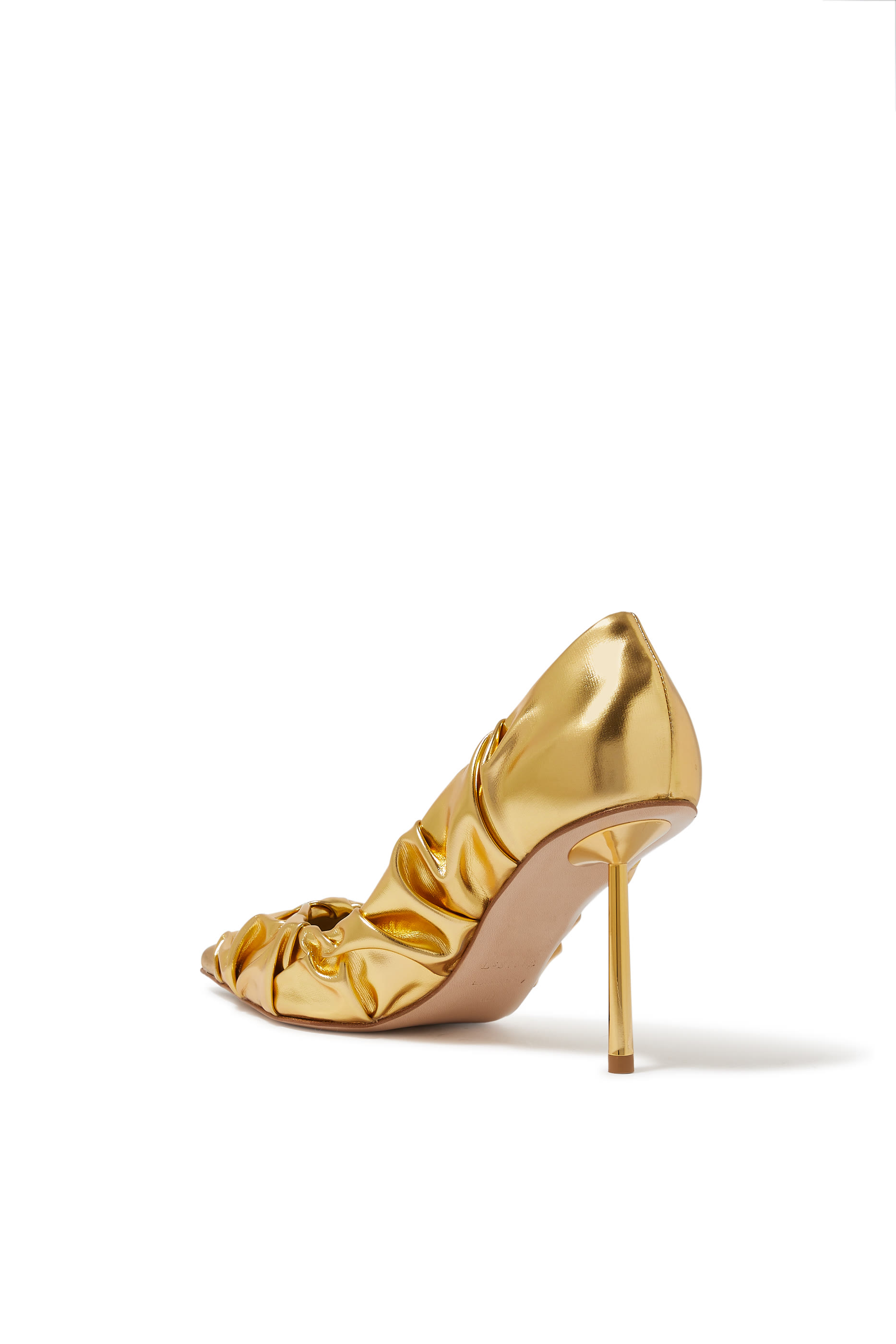Fedra 80 Metallic Leather Ruched Pumps