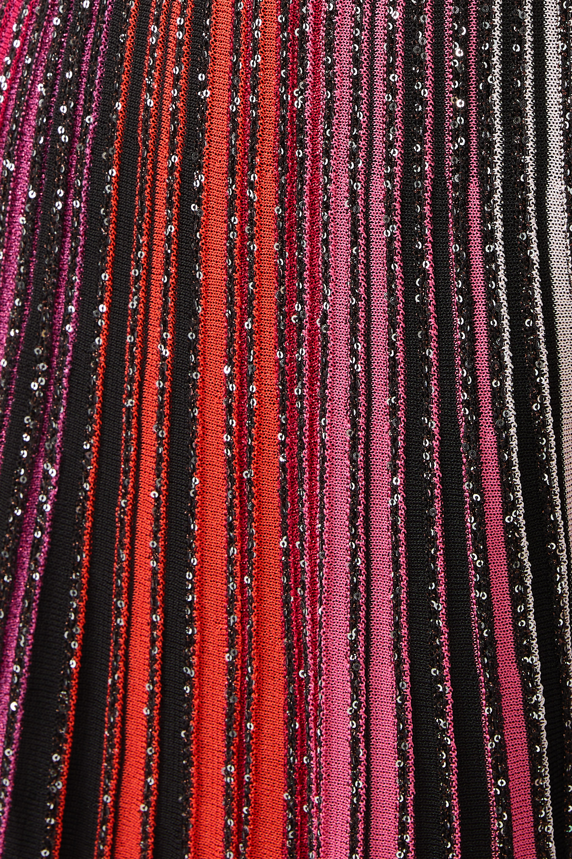 Sequin-Embellished Striped Metallic Crochet-Knit Mini Dress