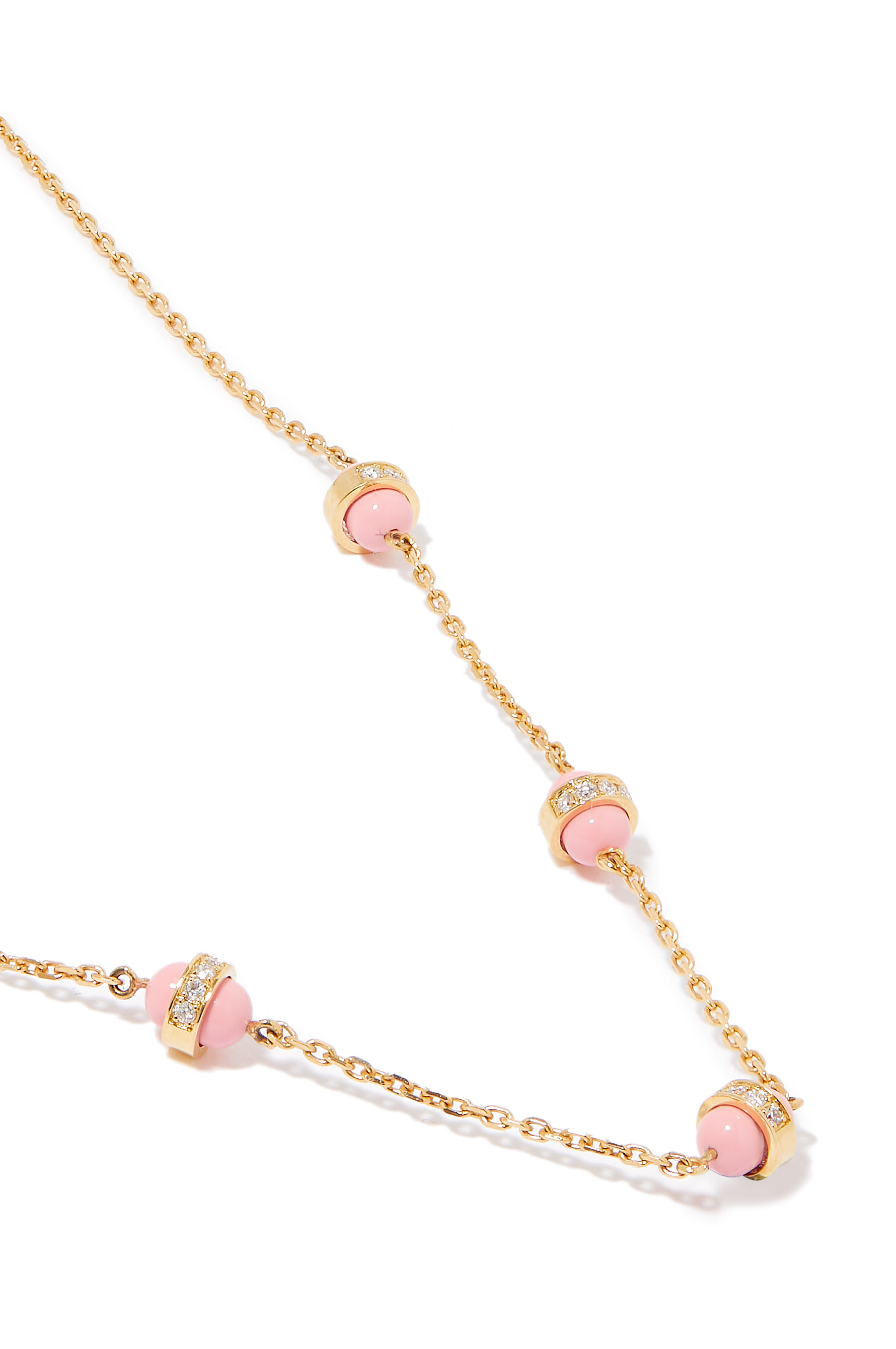 The 5 Dots Atoms Necklace, 18k Yellow Gold with Diamonds & Enamel