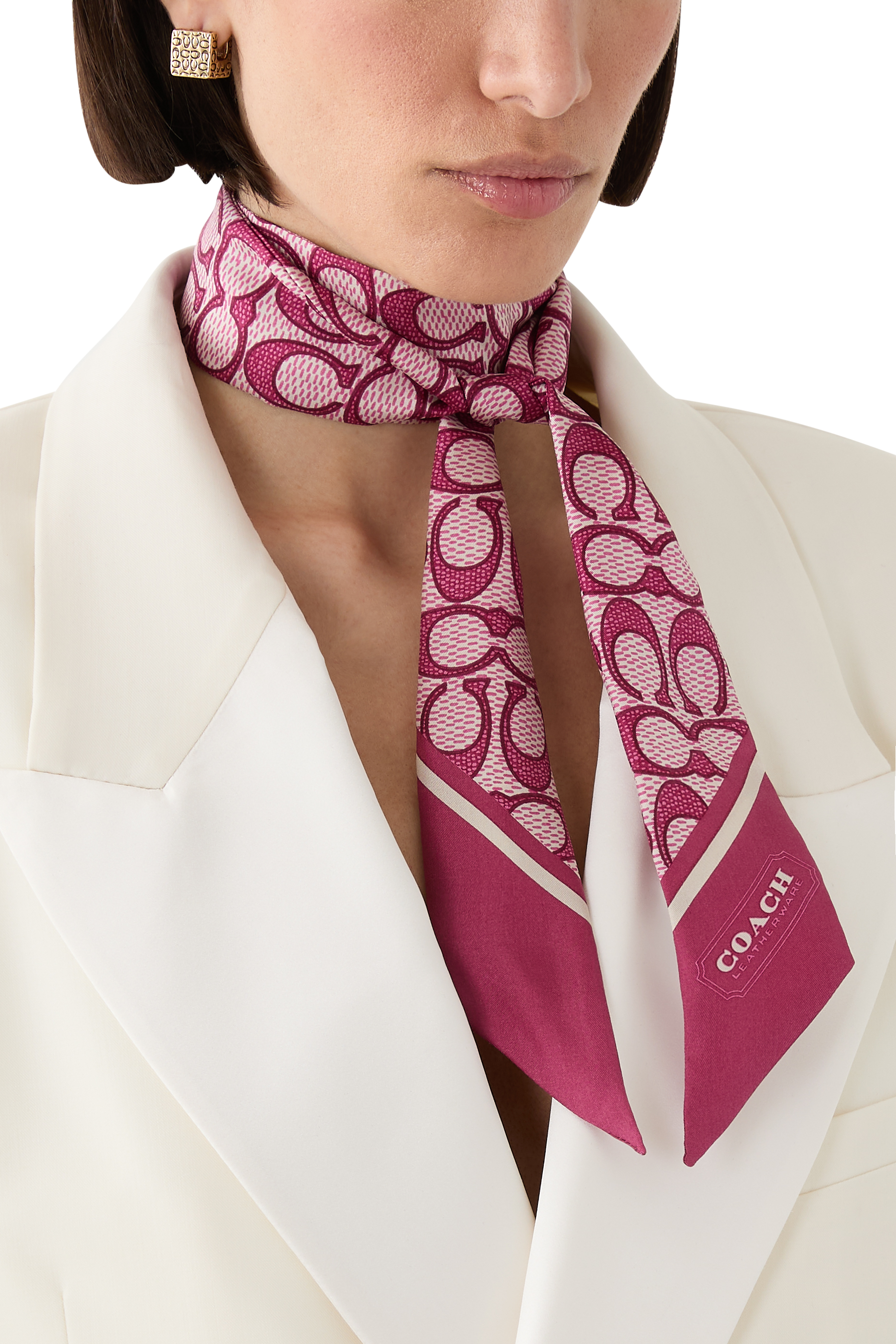 Vintage Signature C Printed Silk Skinny Scarf