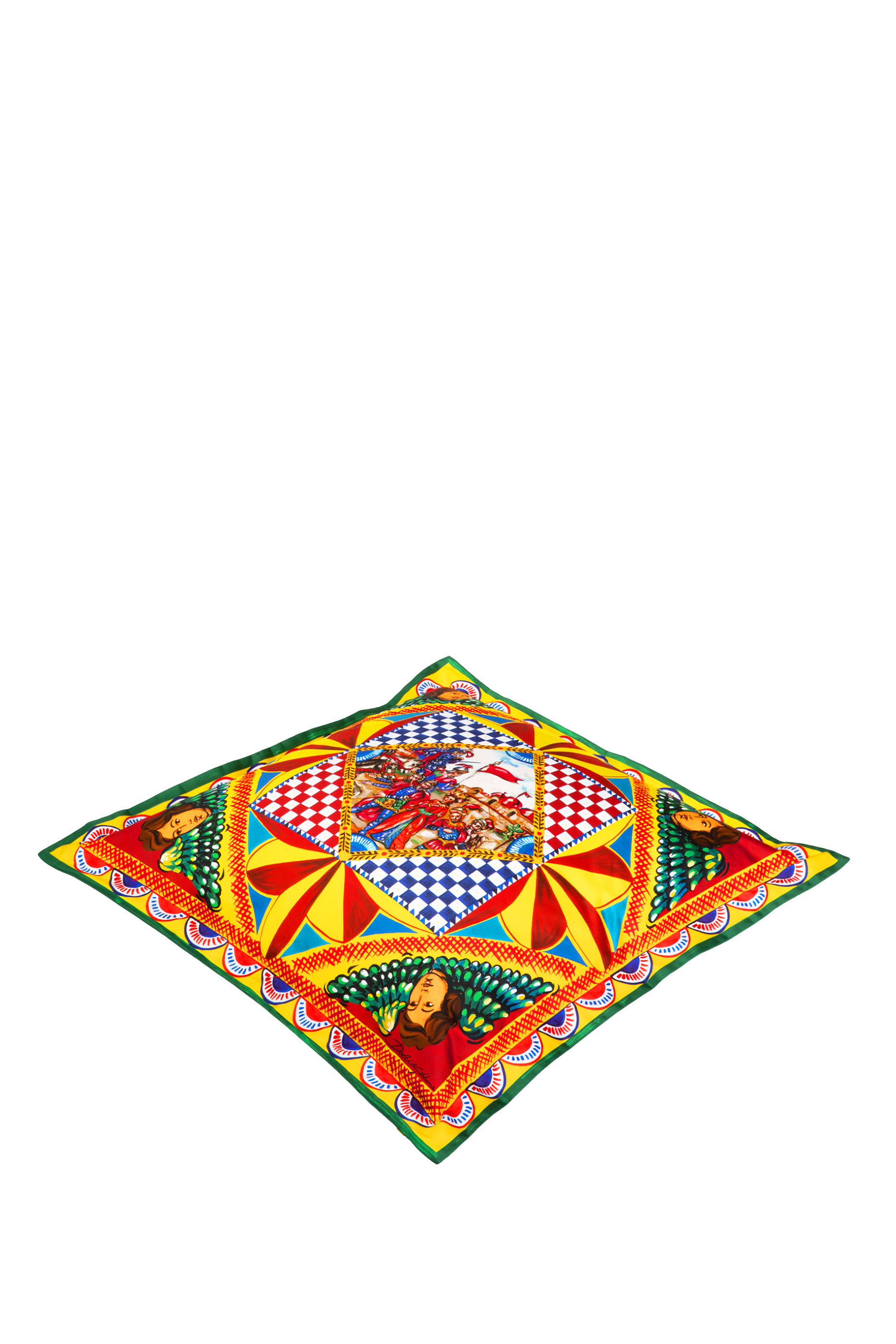 Duchesse Cotton Cushion Medium Carretto with Green