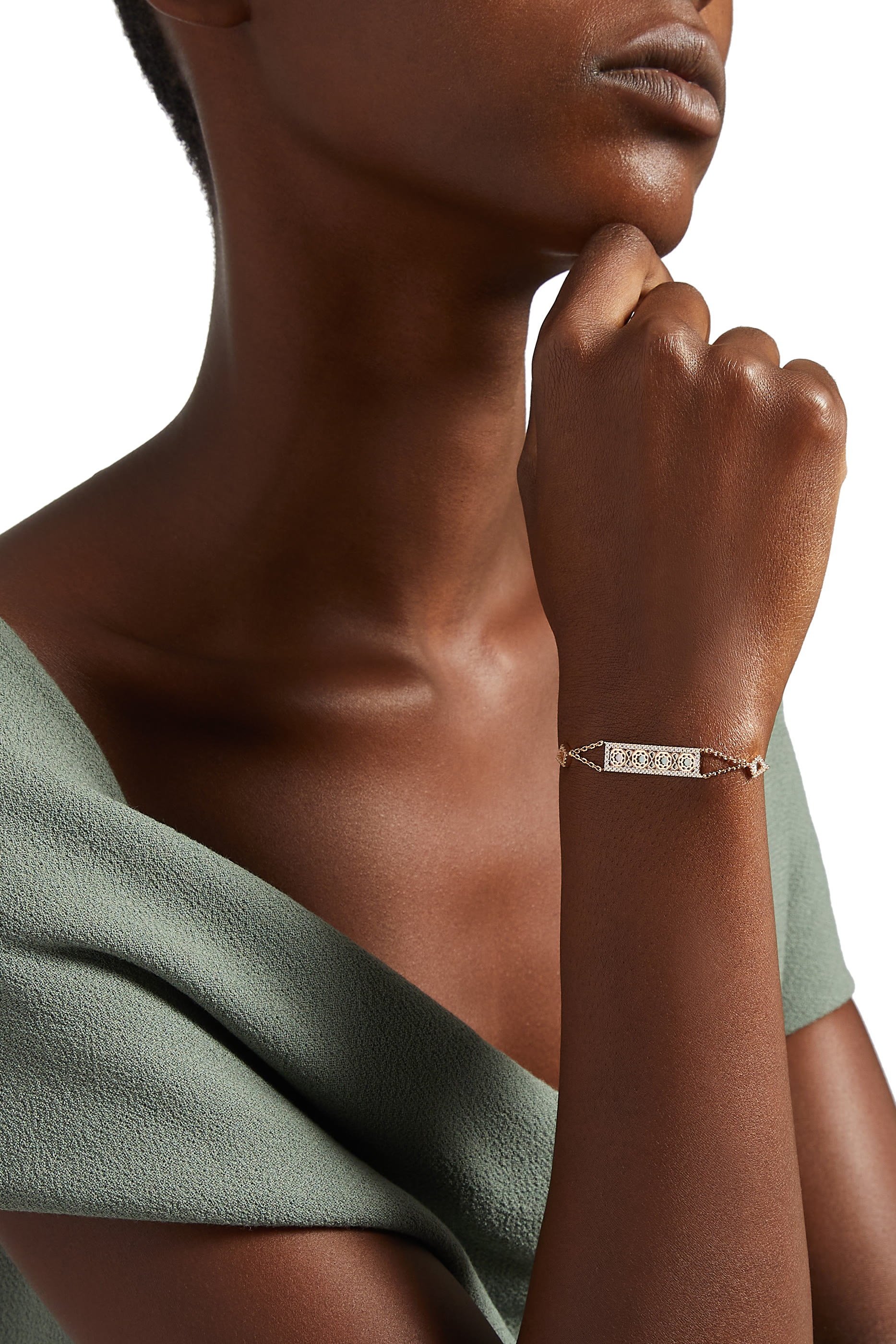 Oud Turath Bracelet, 18k Pink Gold & Mother-of-Pearl, Diamonds