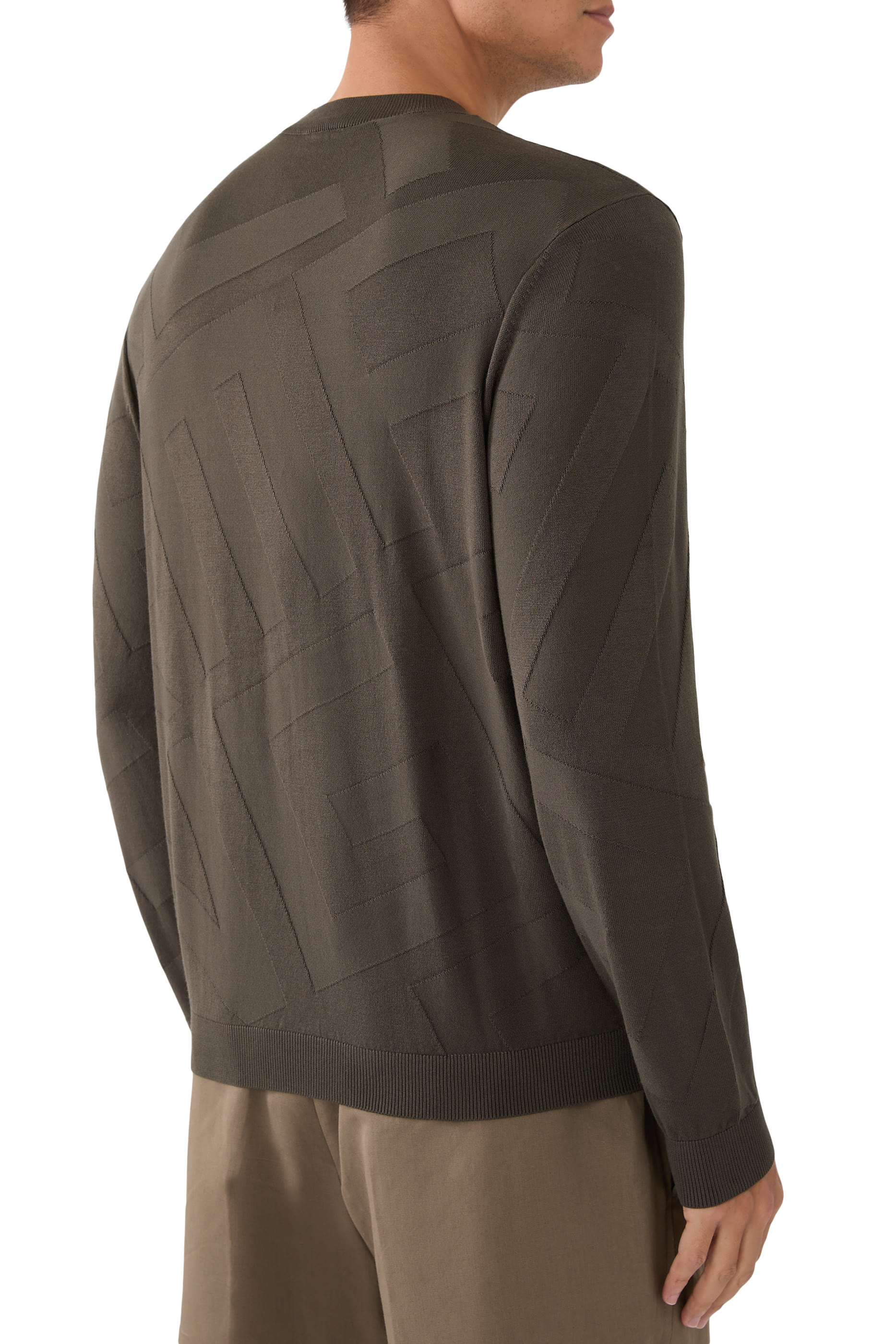 Jacquard Lettering Viscose Blend Sweater