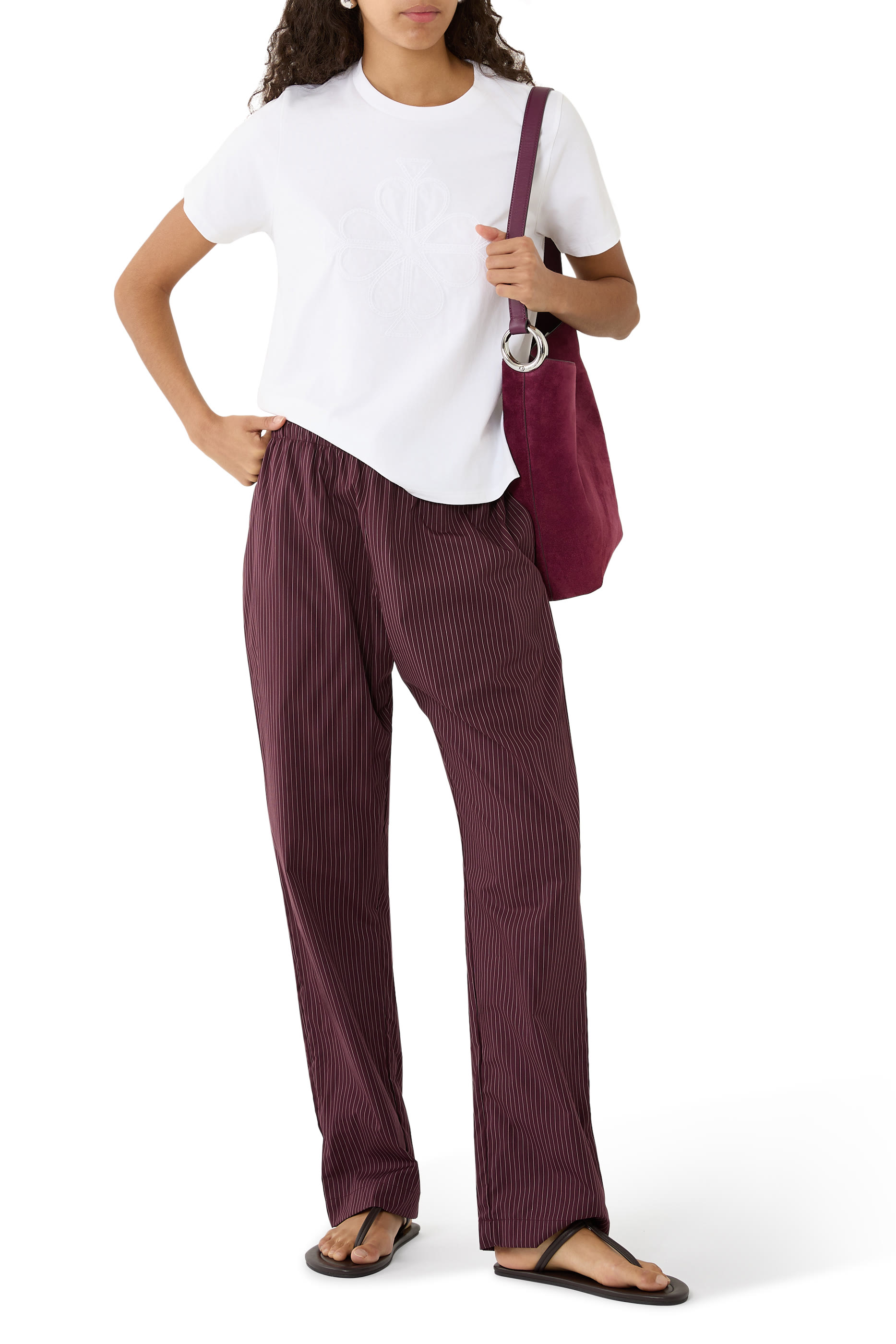 Embroidered Spade Flower Logo T-Shirt