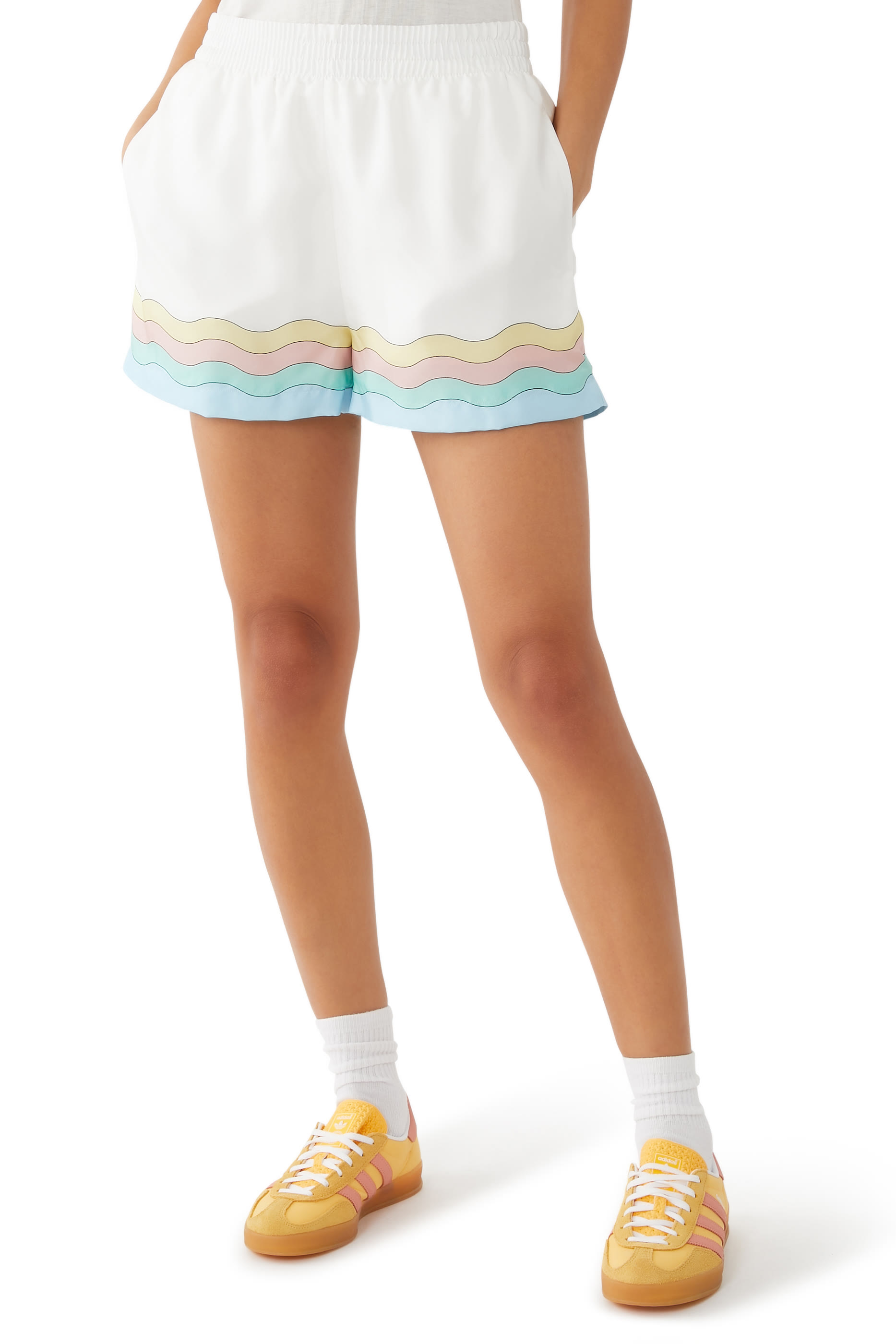 Maison De Reve Printed Silk-Satin Shorts