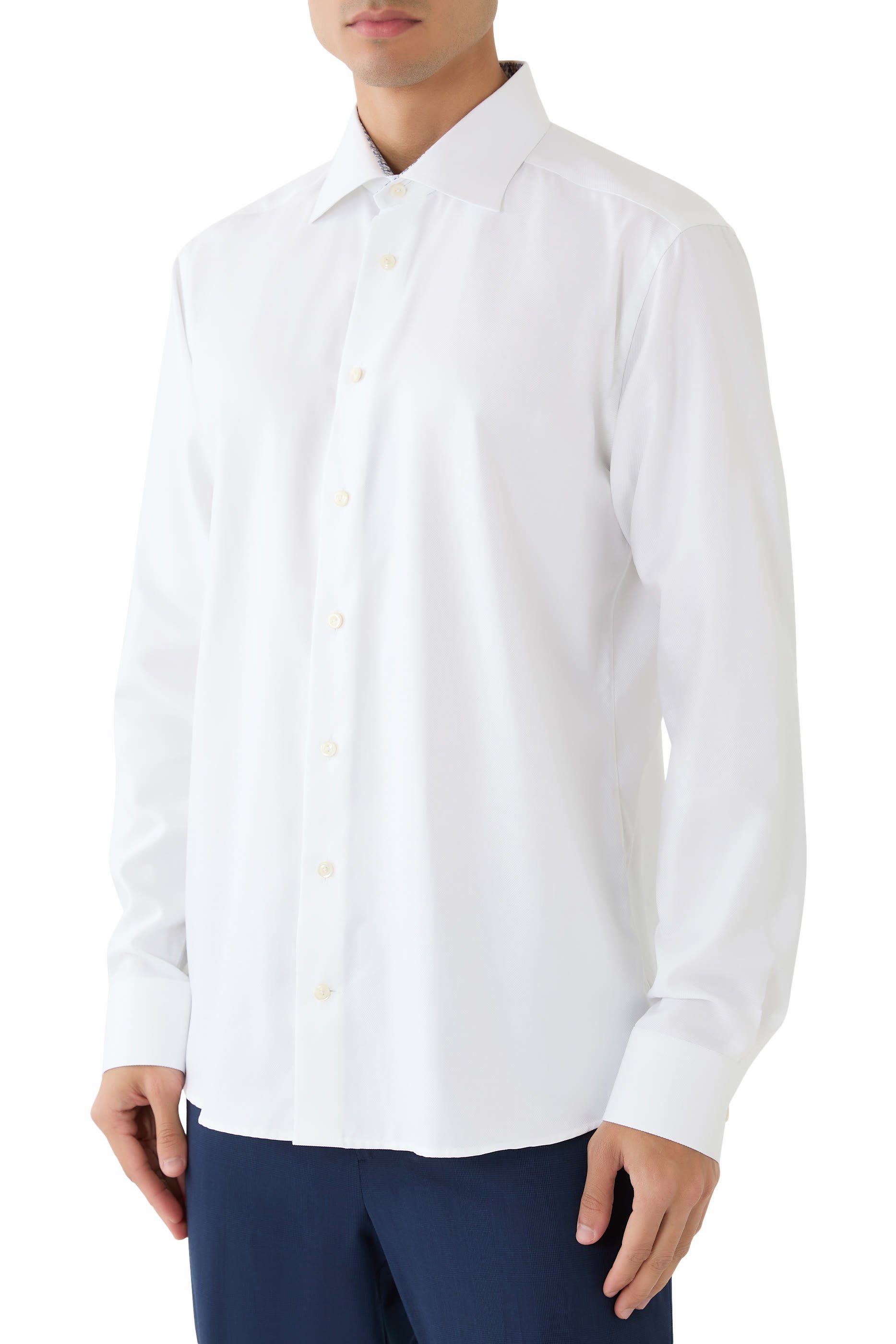 Geometric Effect Textured Twill Shirt