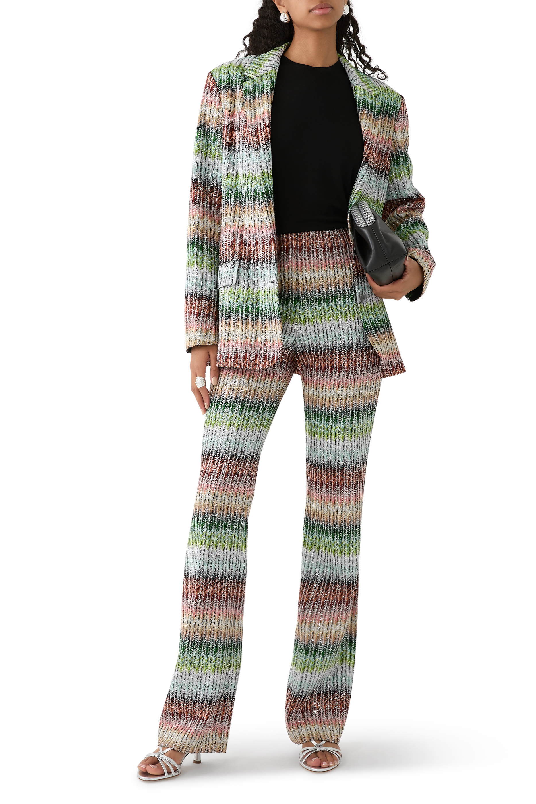 Gradient Zig Zag Knit Flared Panta