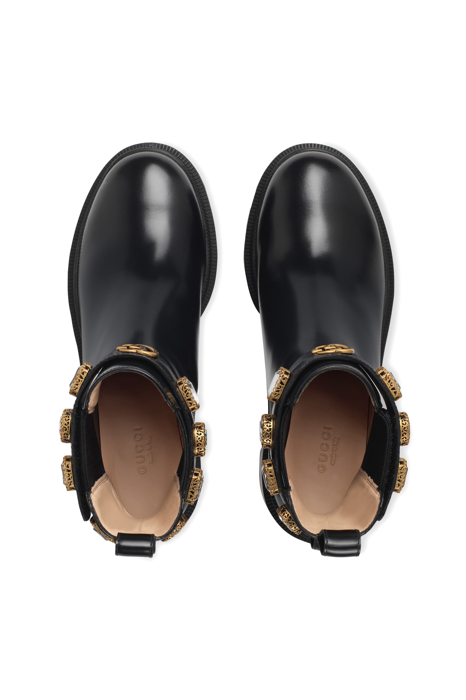 Embellished Leather Ankle Boots