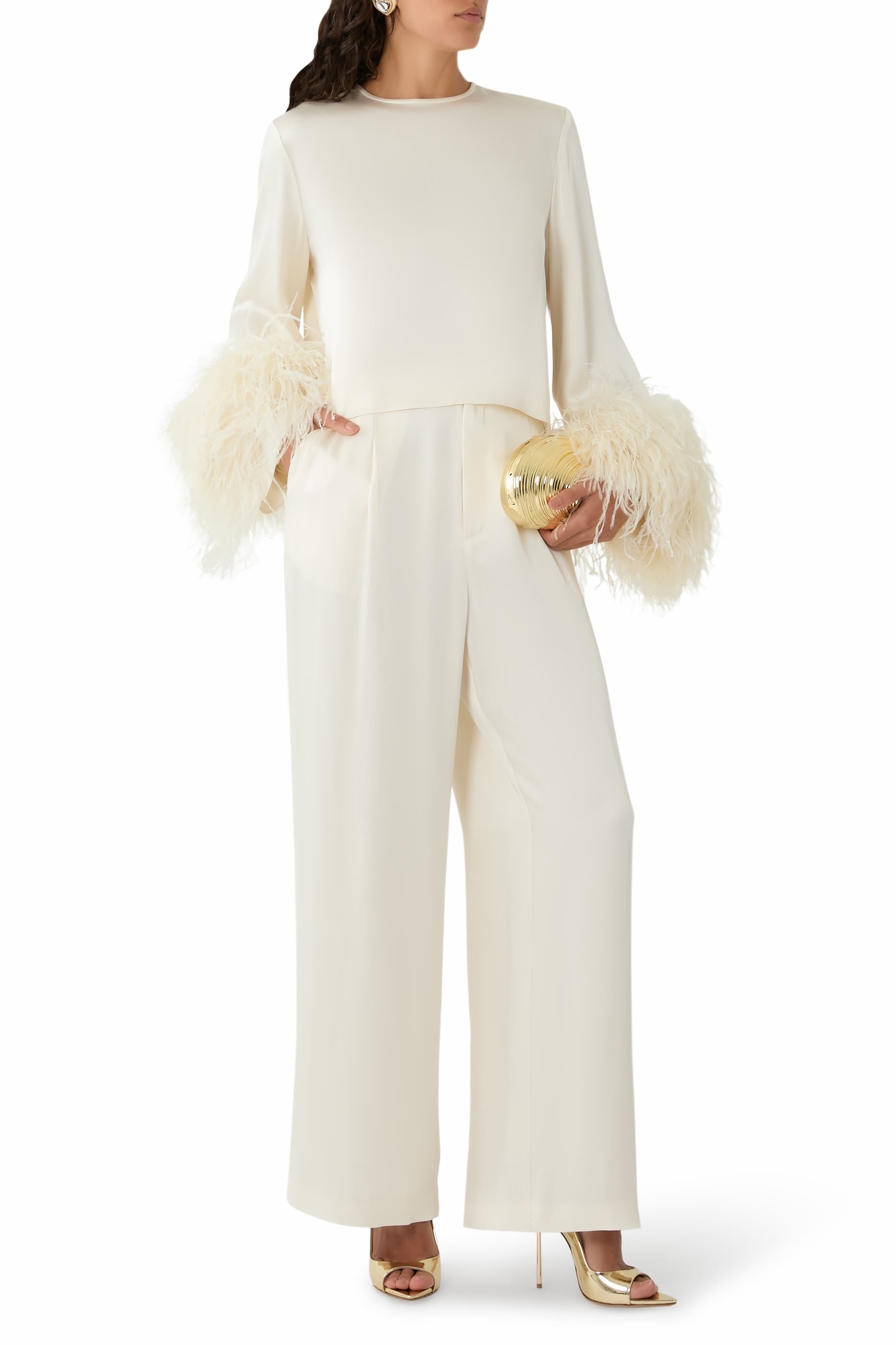 Satin Top With Feathers