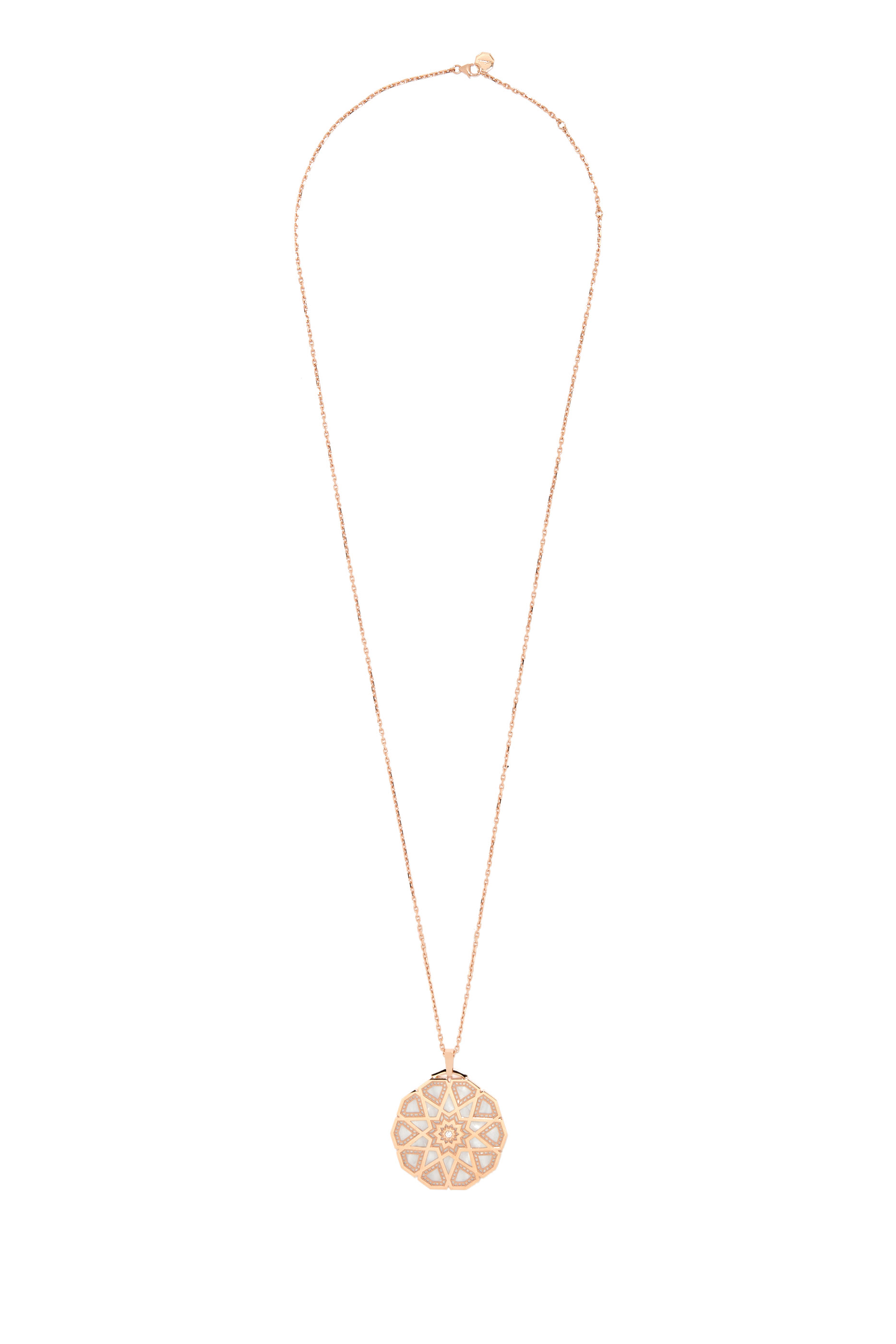 Classic Turath Medallion Necklace, 18k Pink Gold & Diamonds