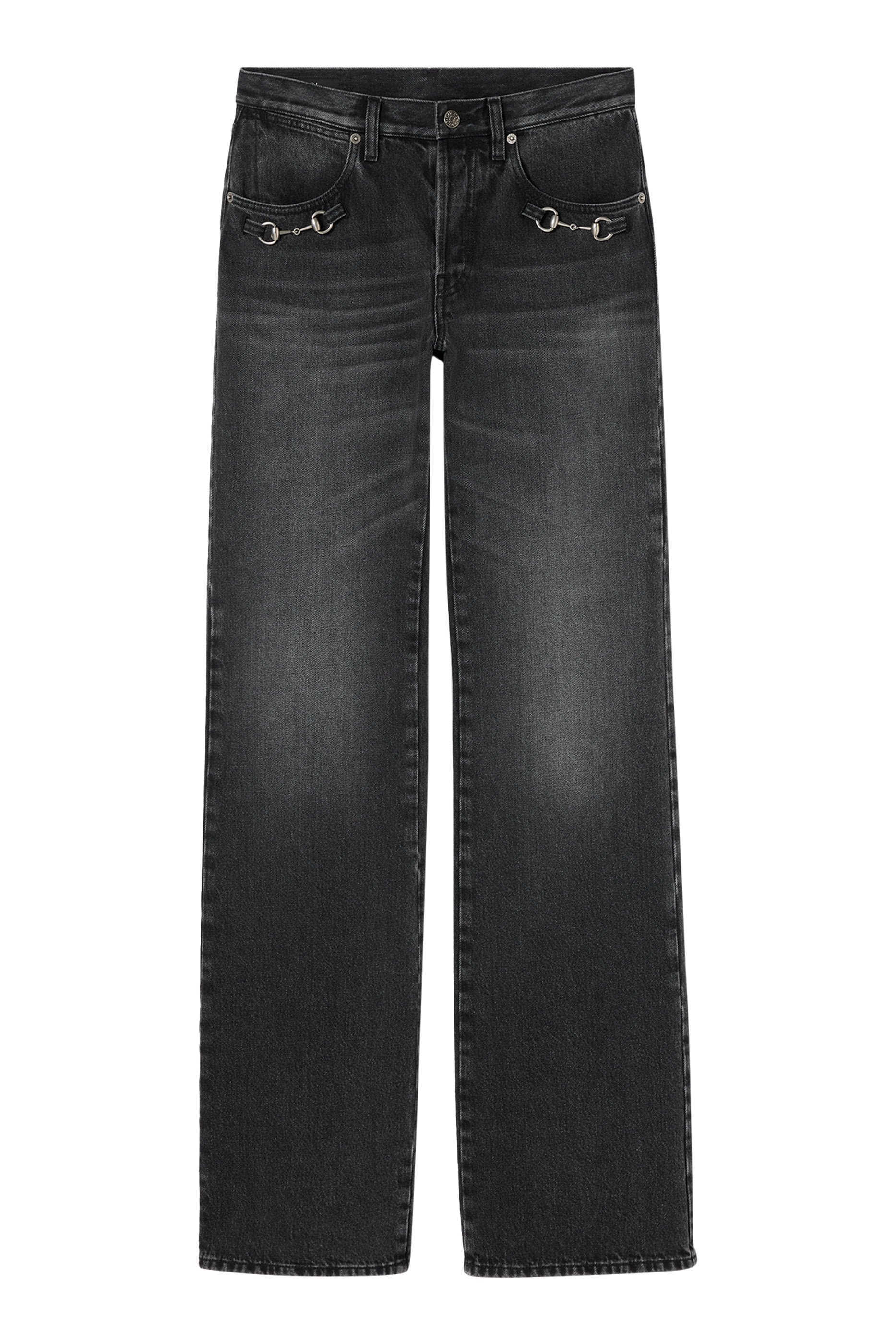  Cotton Denim Pants with Horsebit