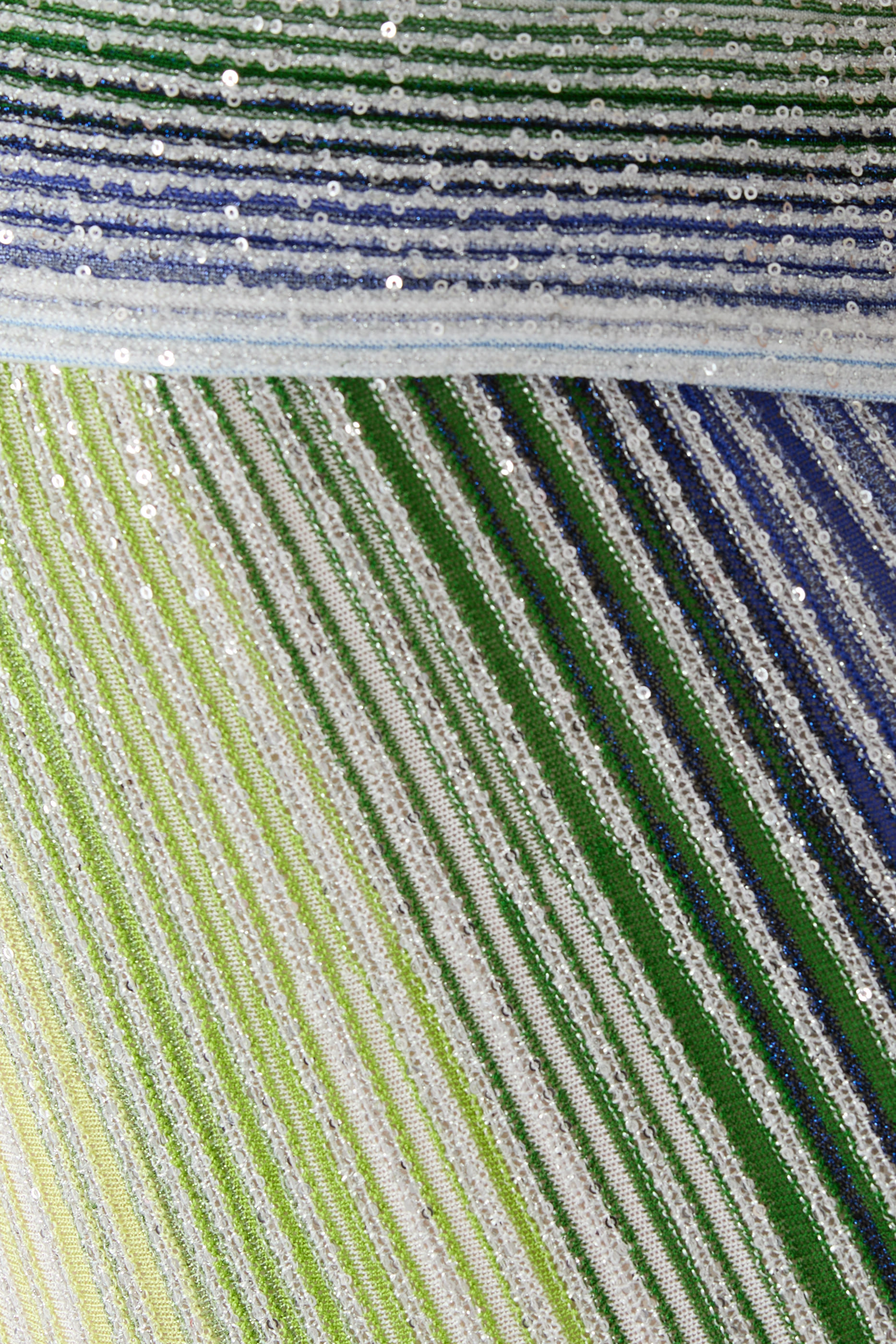 Long Striped Dress with Sequins and Neck Fastening