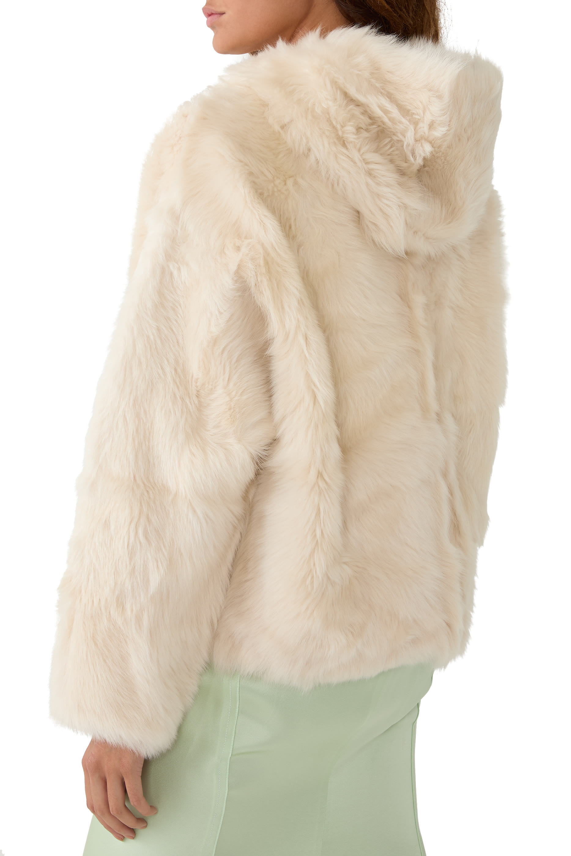 Short Hooded Jacket in Toscana Folk Lambskin