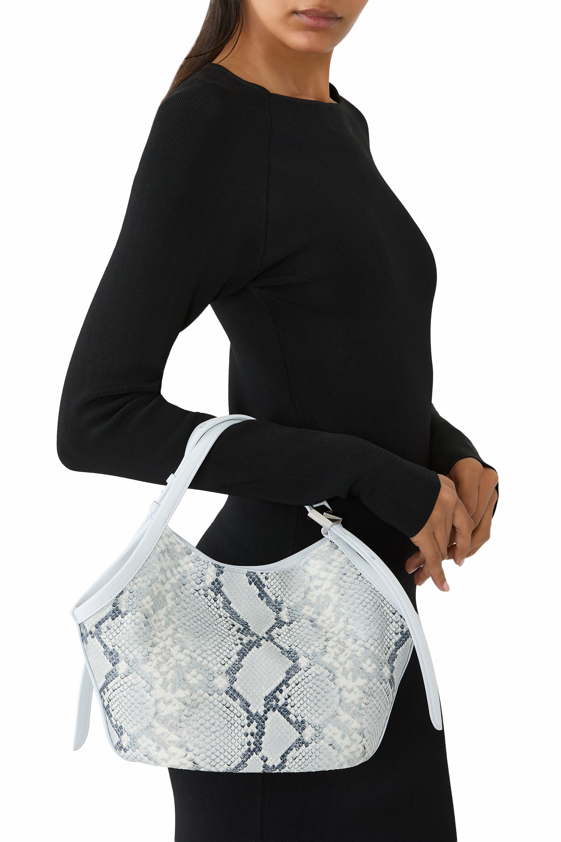 Deco Snake Embossed Small Tulip Tote Bag 