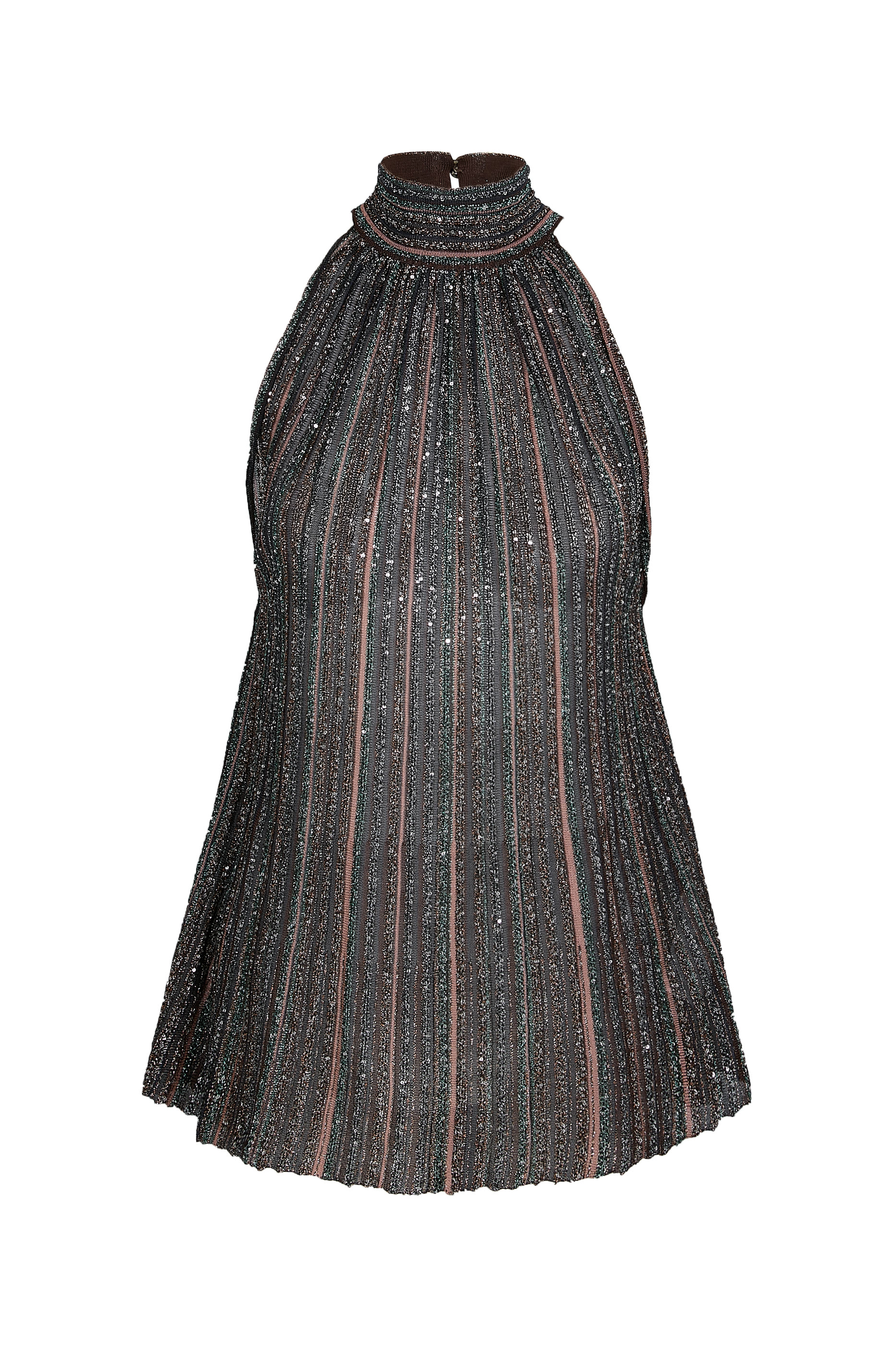 Ribbed Sleeveless Top with Scarf Collar 