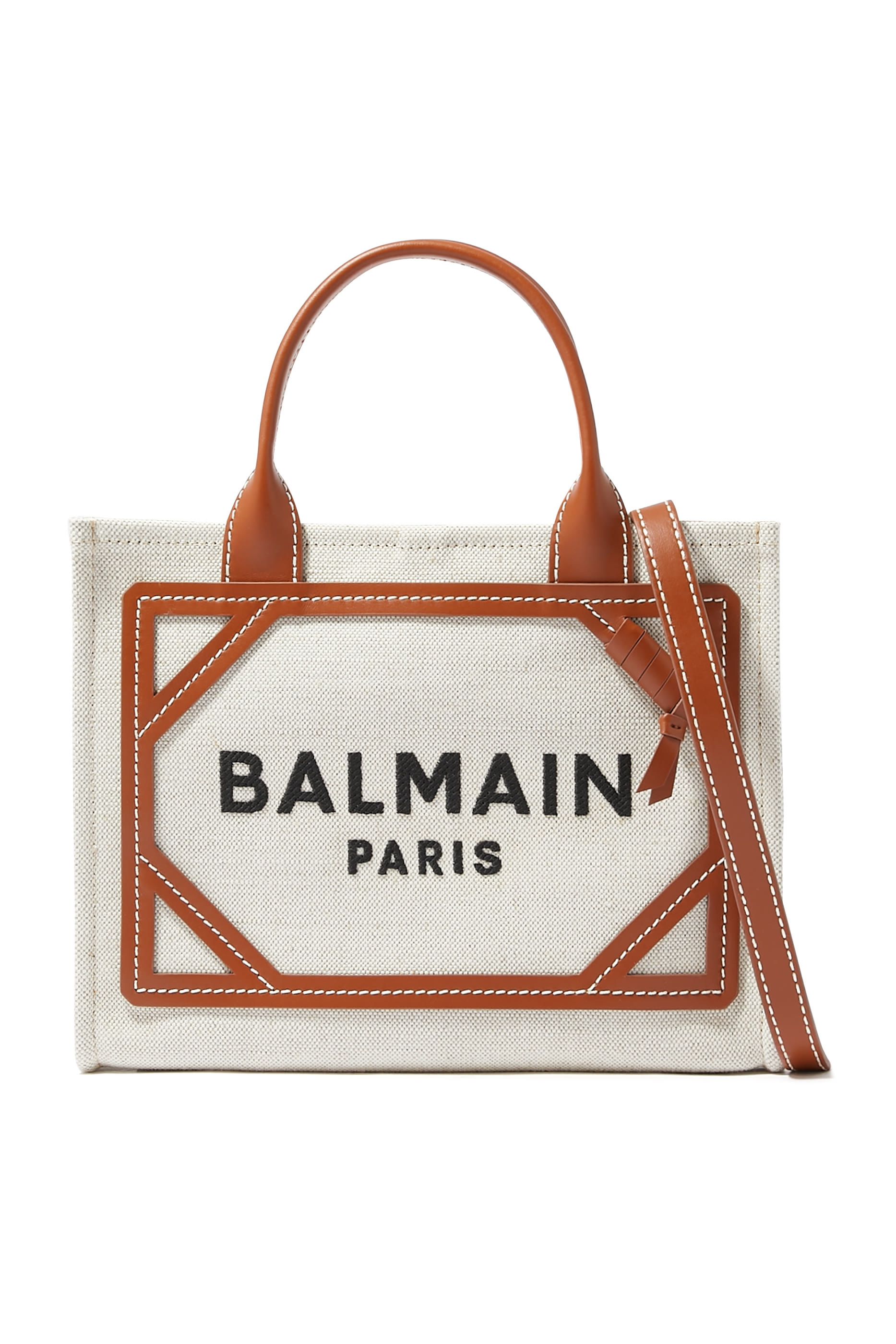 B-Army Small Canvas Shopping Bag with Leather Inserts