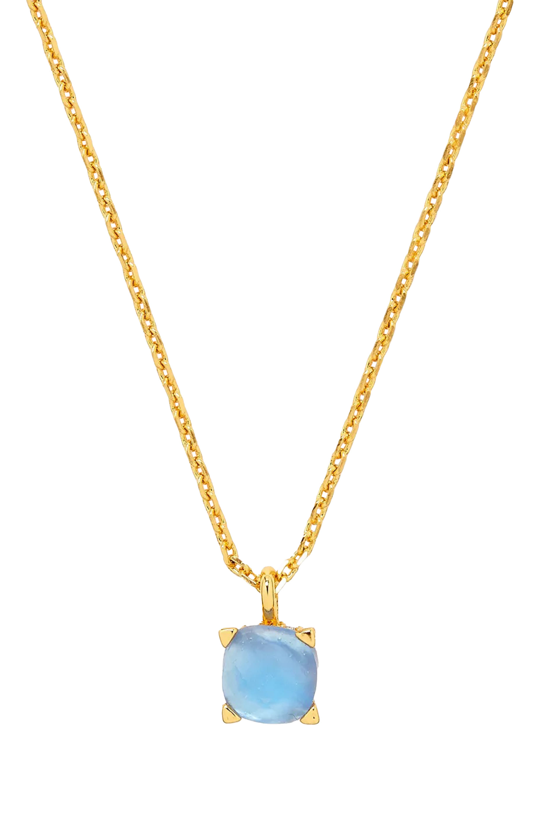 Little Luxuries Square Pendant, Plated Metal & Cubic Zirconia, Glass Stone