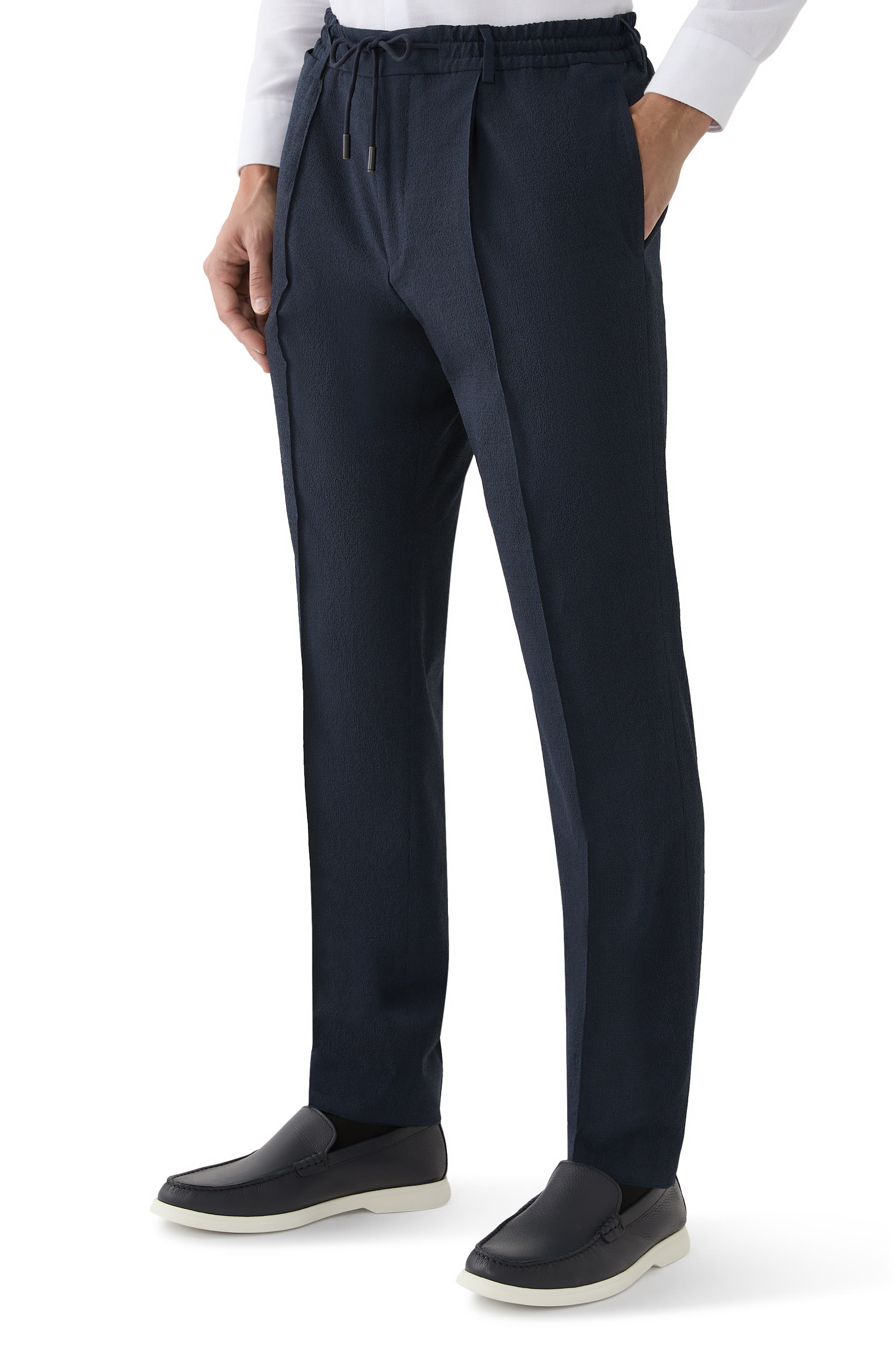 Stretch-Cotton Trousers with Drawcord Waist