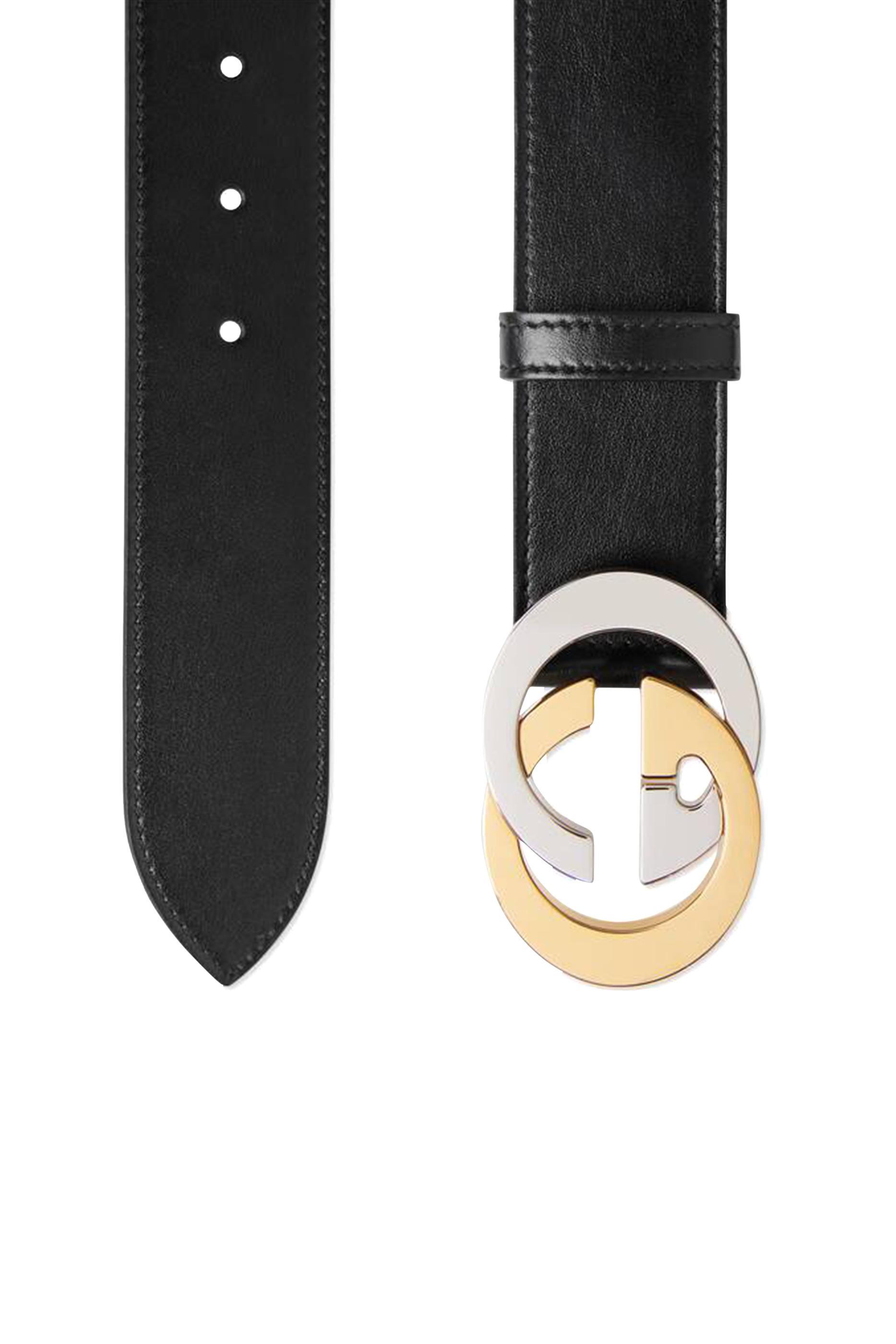 Leather Interlocking G Buckle Belt