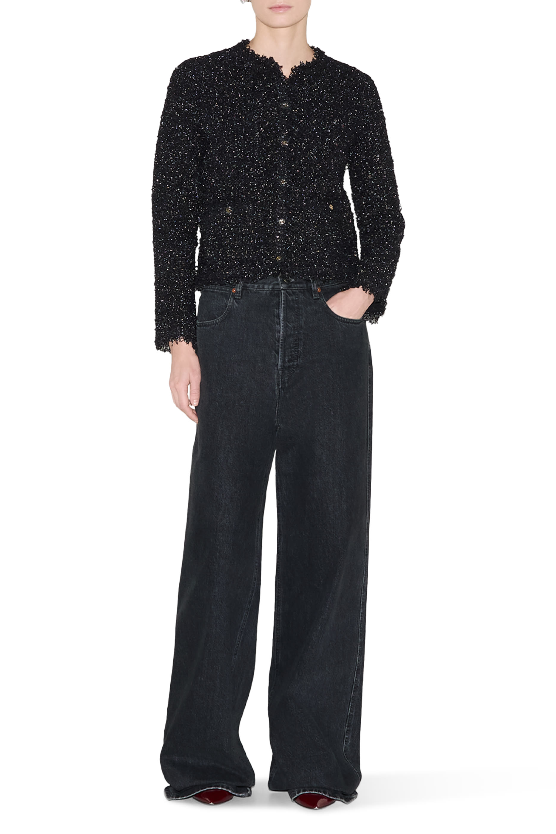 Wide Leg Denim Trousers 